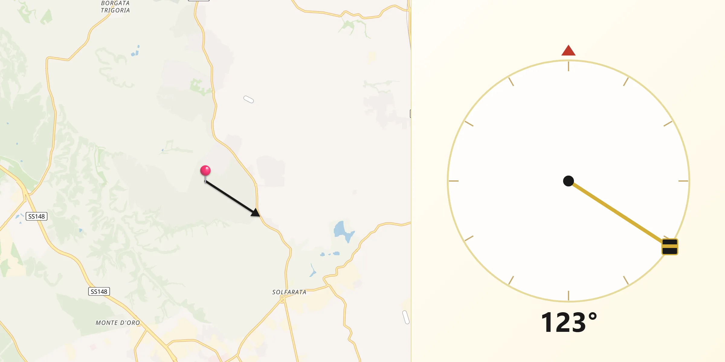 Direzione della Qibla da Monte Migliore La Selvotta