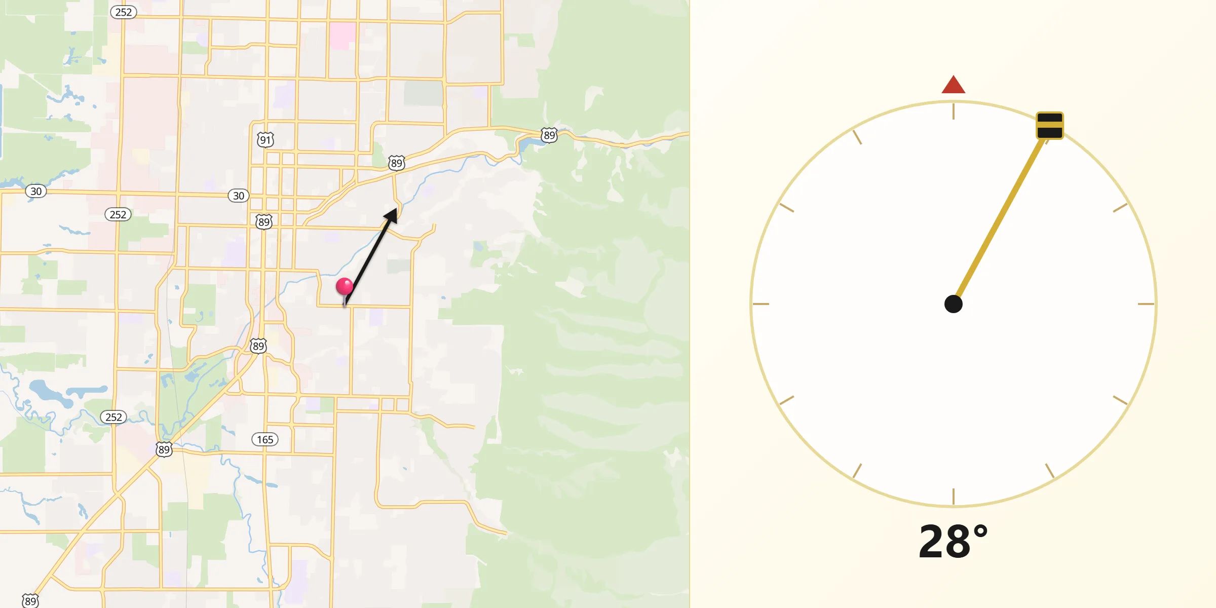 Qibla Direction from River Heights