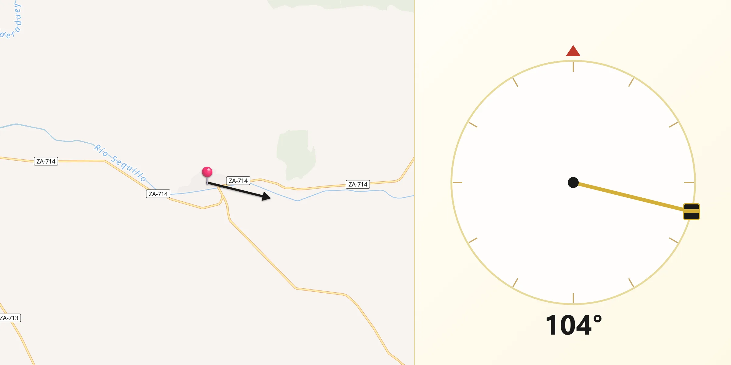 Dirección de la Qibla desde Belver de los Montes