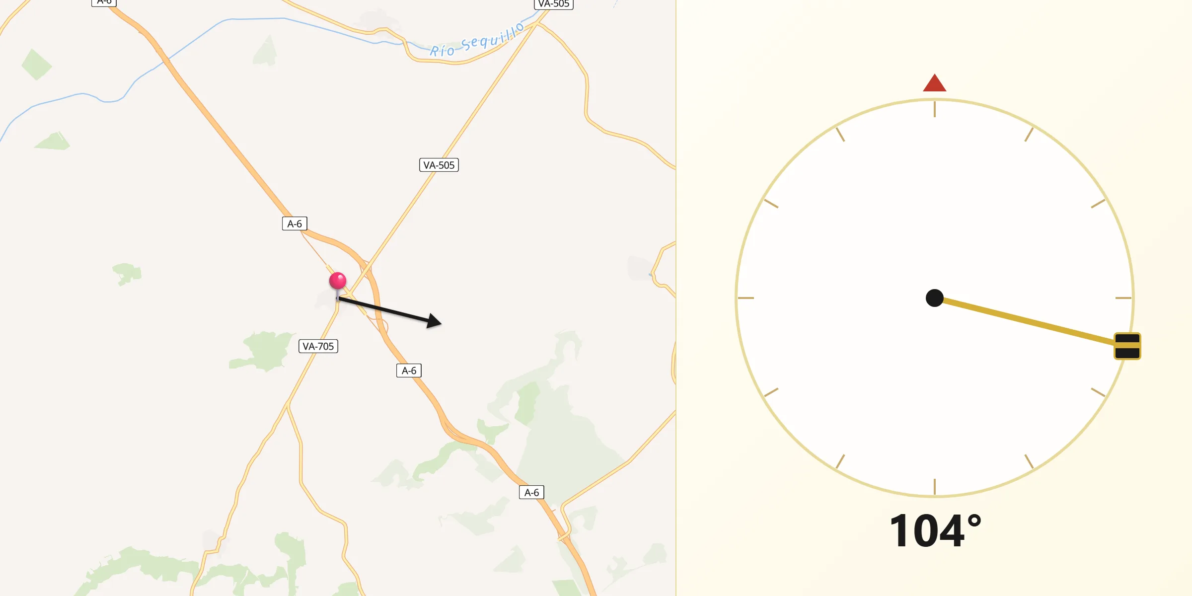 Dirección de la Qibla desde Villardefrades