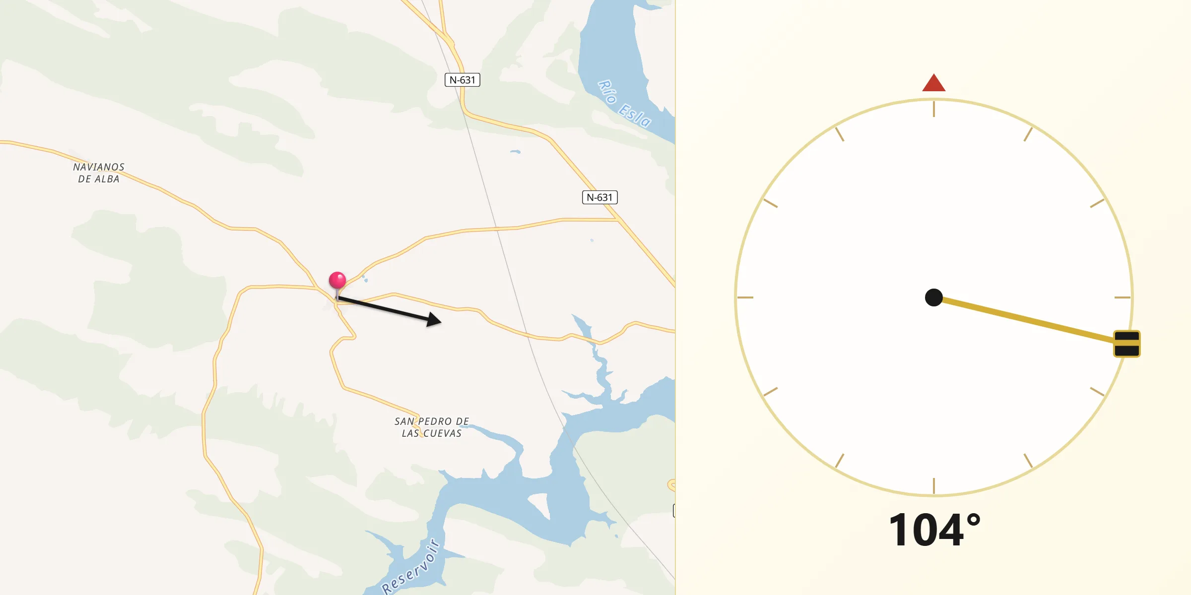 Dirección de la Qibla desde Perilla de Castro