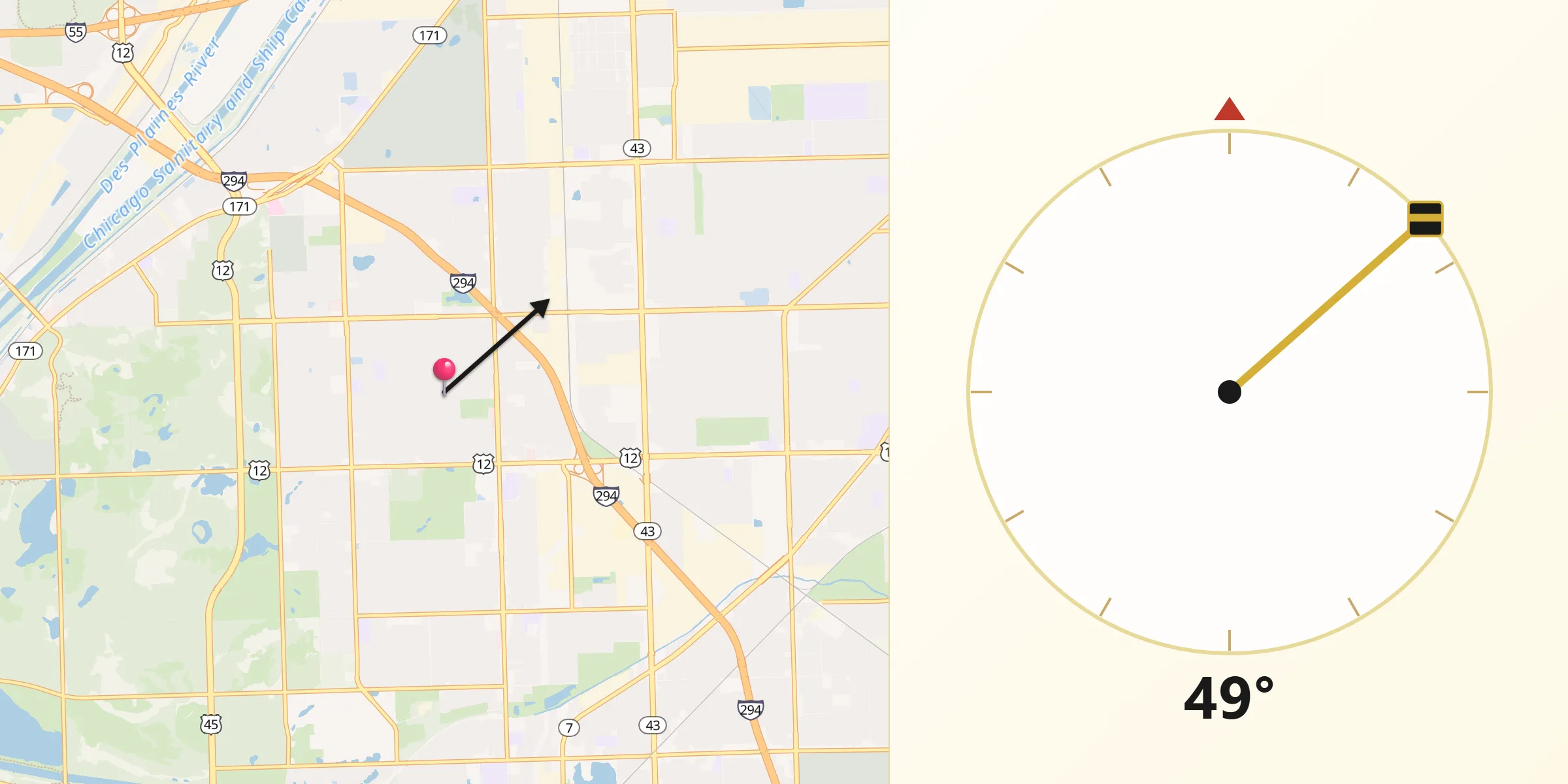 Qibla Direction from Hickory Hills