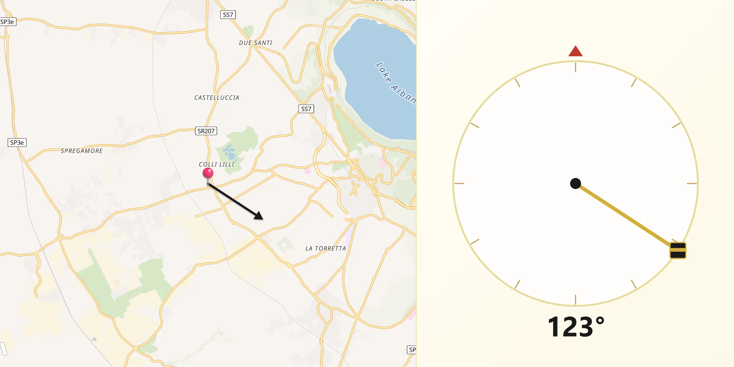 Direzione della Qibla da Pavona