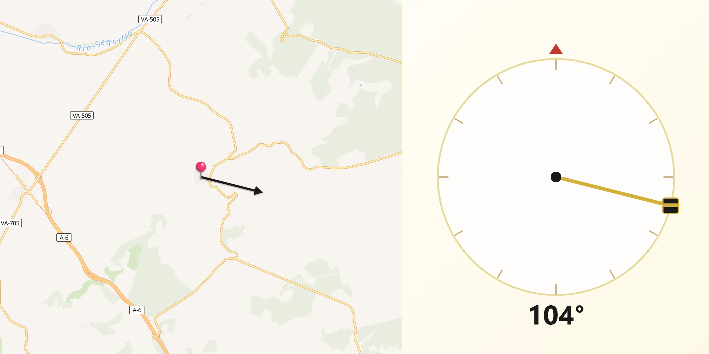 Dirección de la Qibla desde Urueña