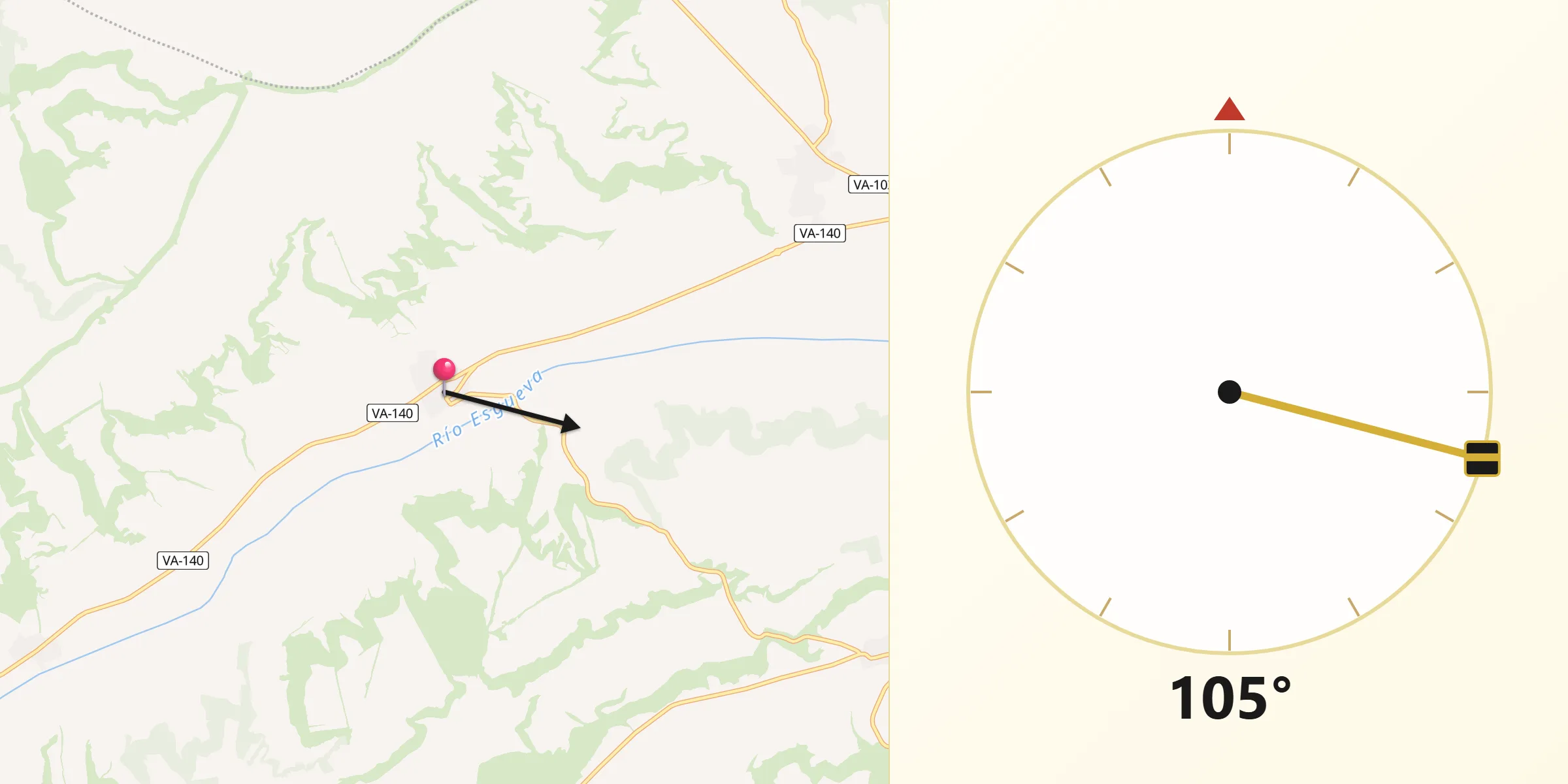 Dirección de la Qibla desde Piña de Esgueva