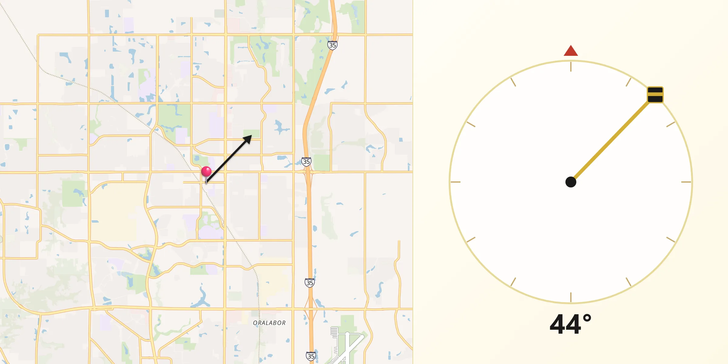 Qibla Direction from Ankeny