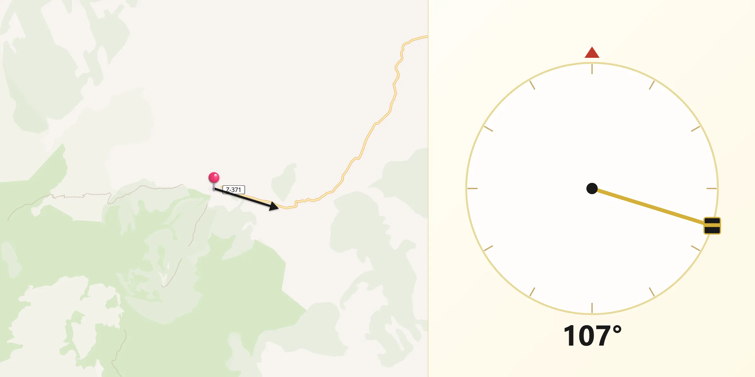 Dirección de la Qibla desde Talamantes