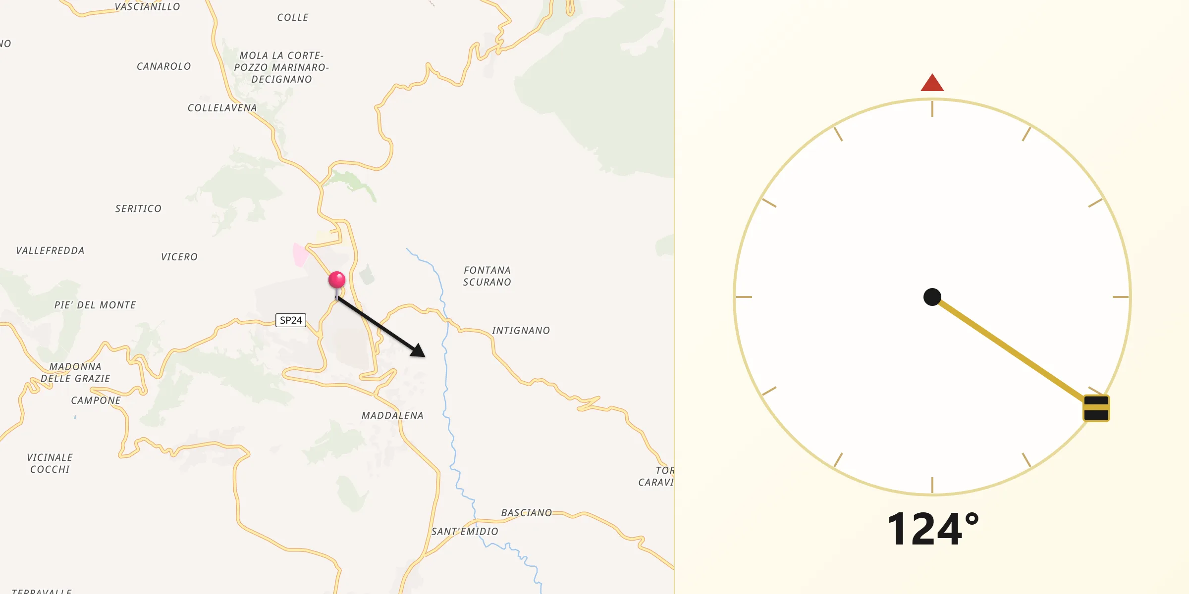 Direzione della Qibla da Alatri