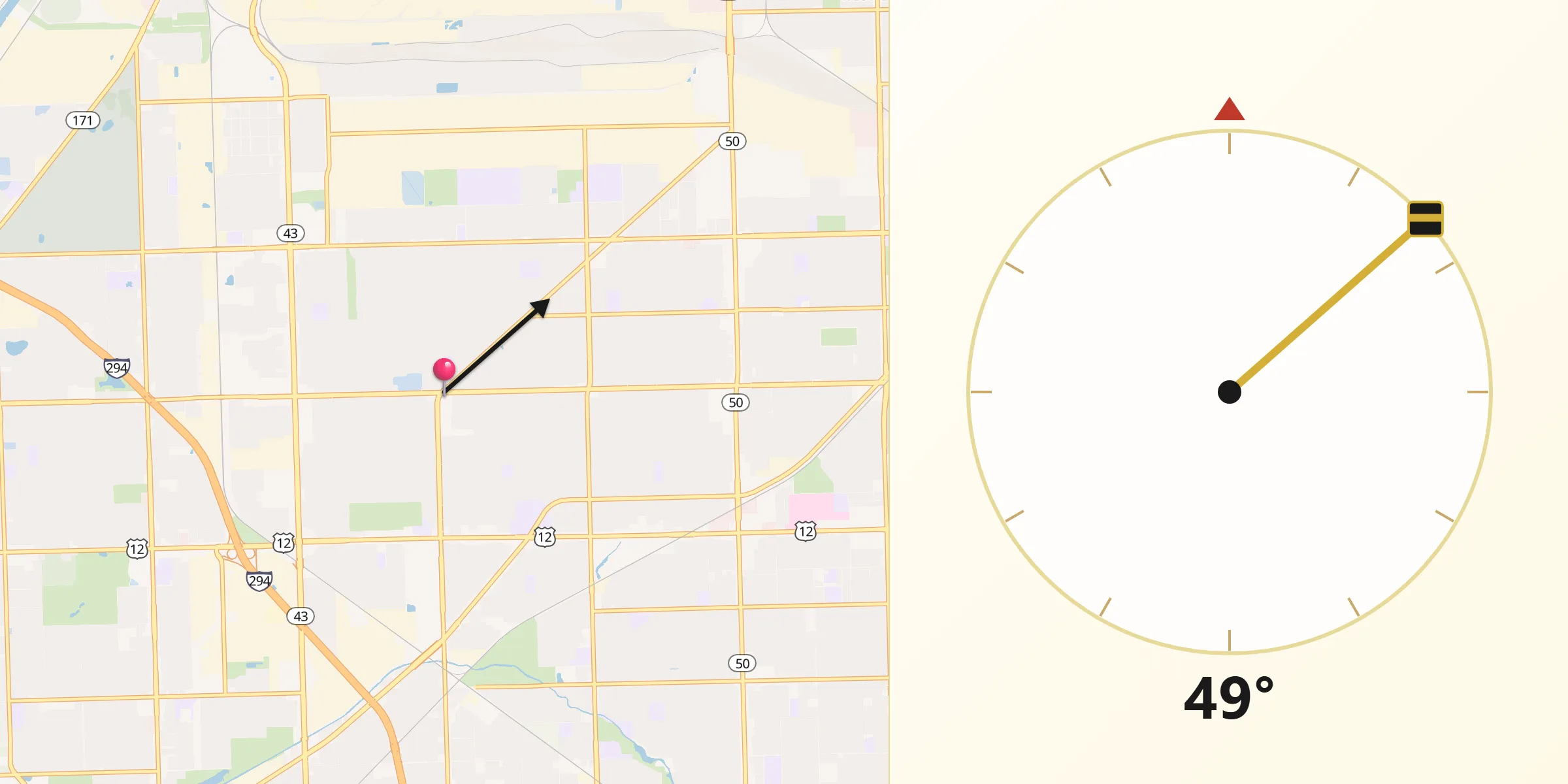 Dirección de la Qibla desde Burbank