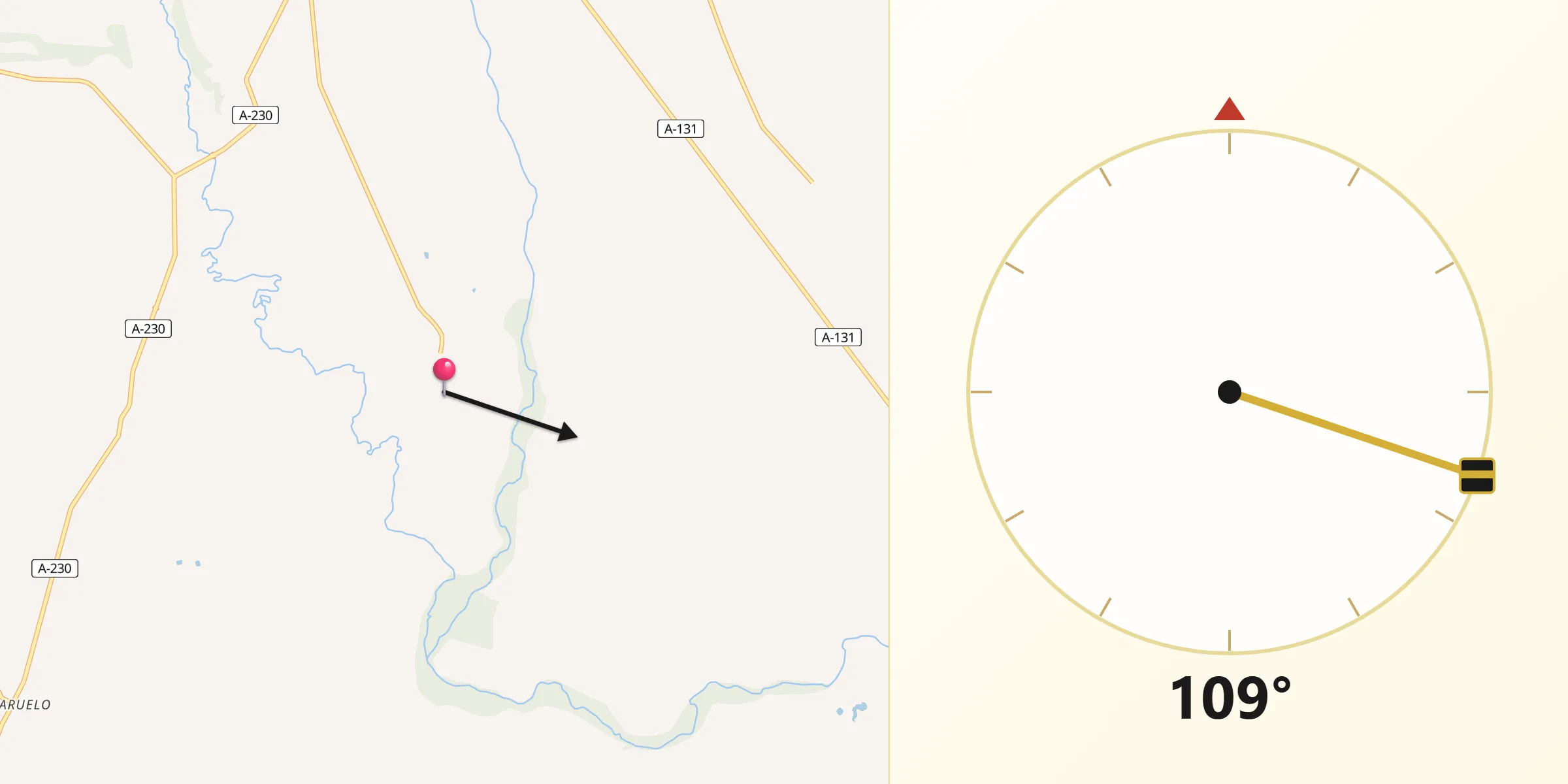 Dirección de la Qibla desde Albalatillo