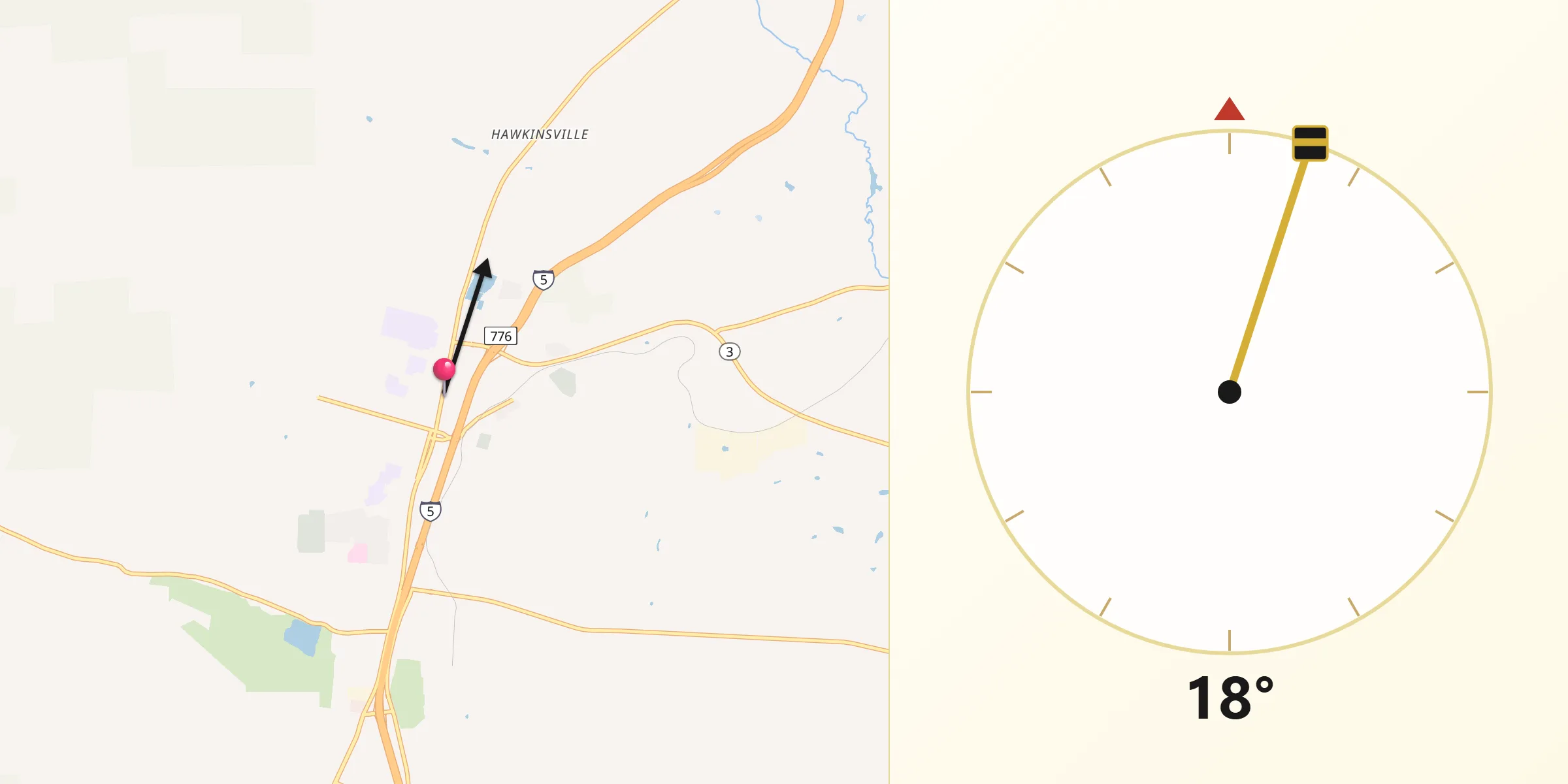 Qibla Direction from Yreka