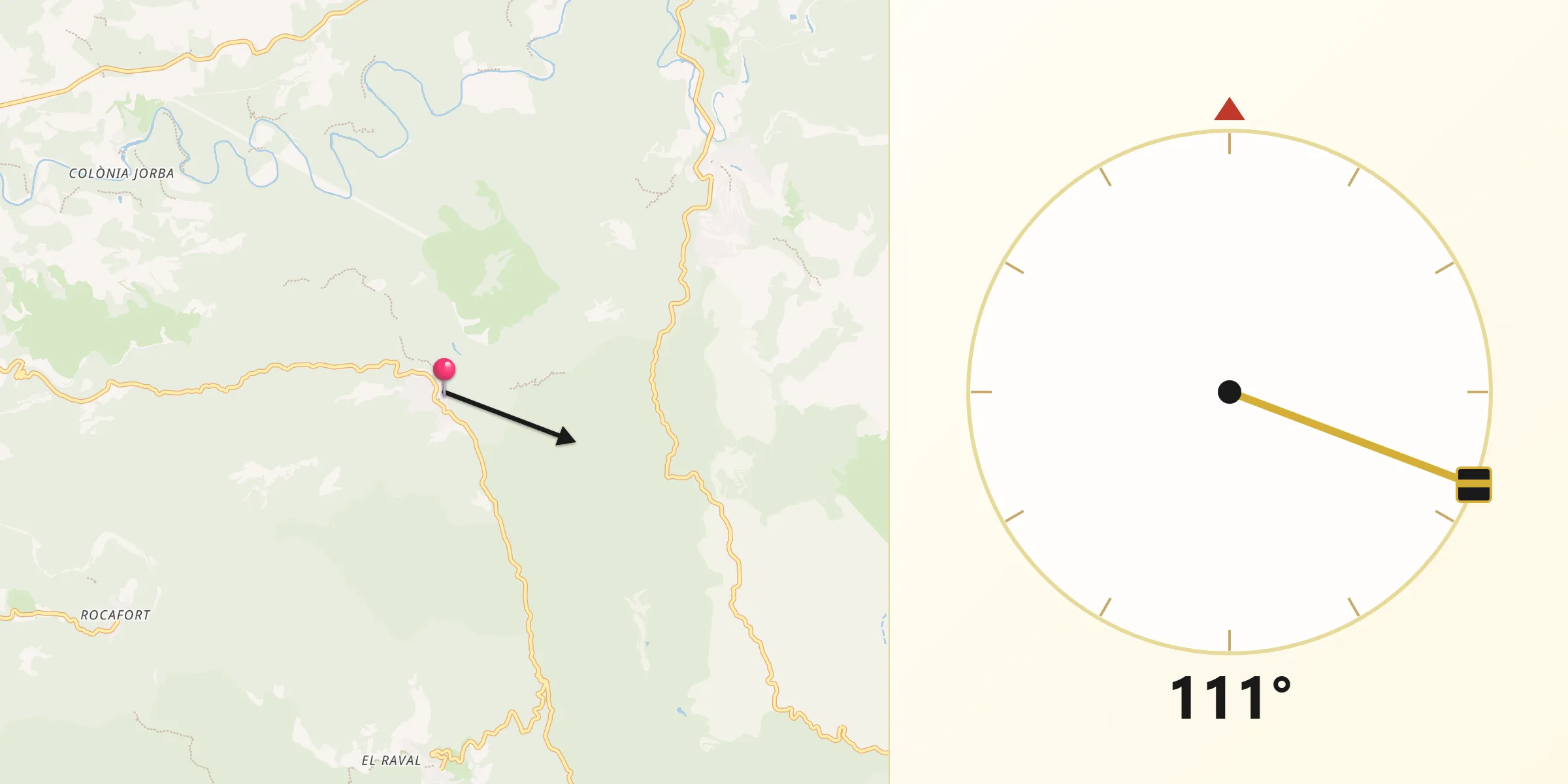 Dirección de la Qibla desde Talamanca