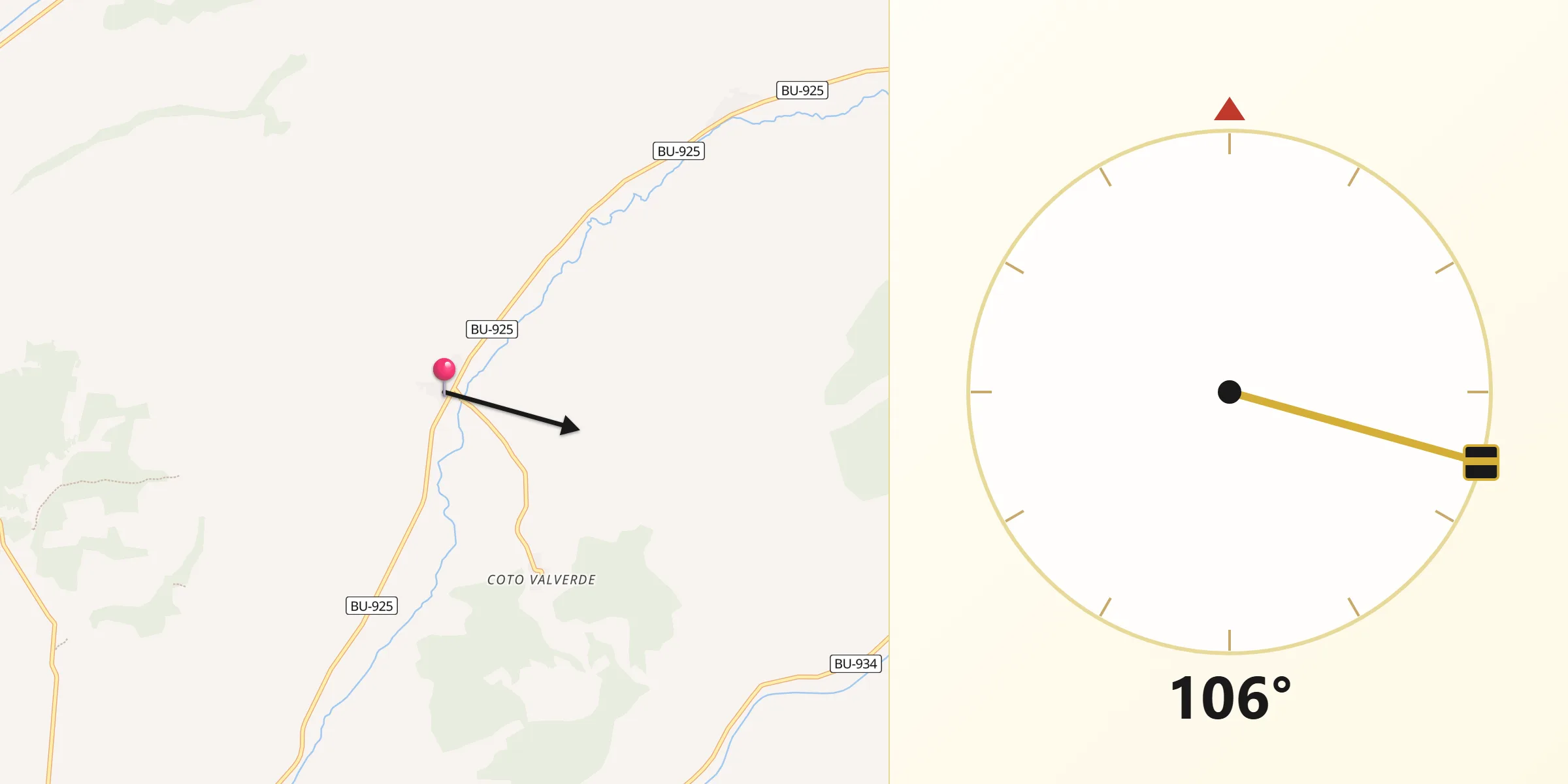 Dirección de la Qibla desde Arandilla