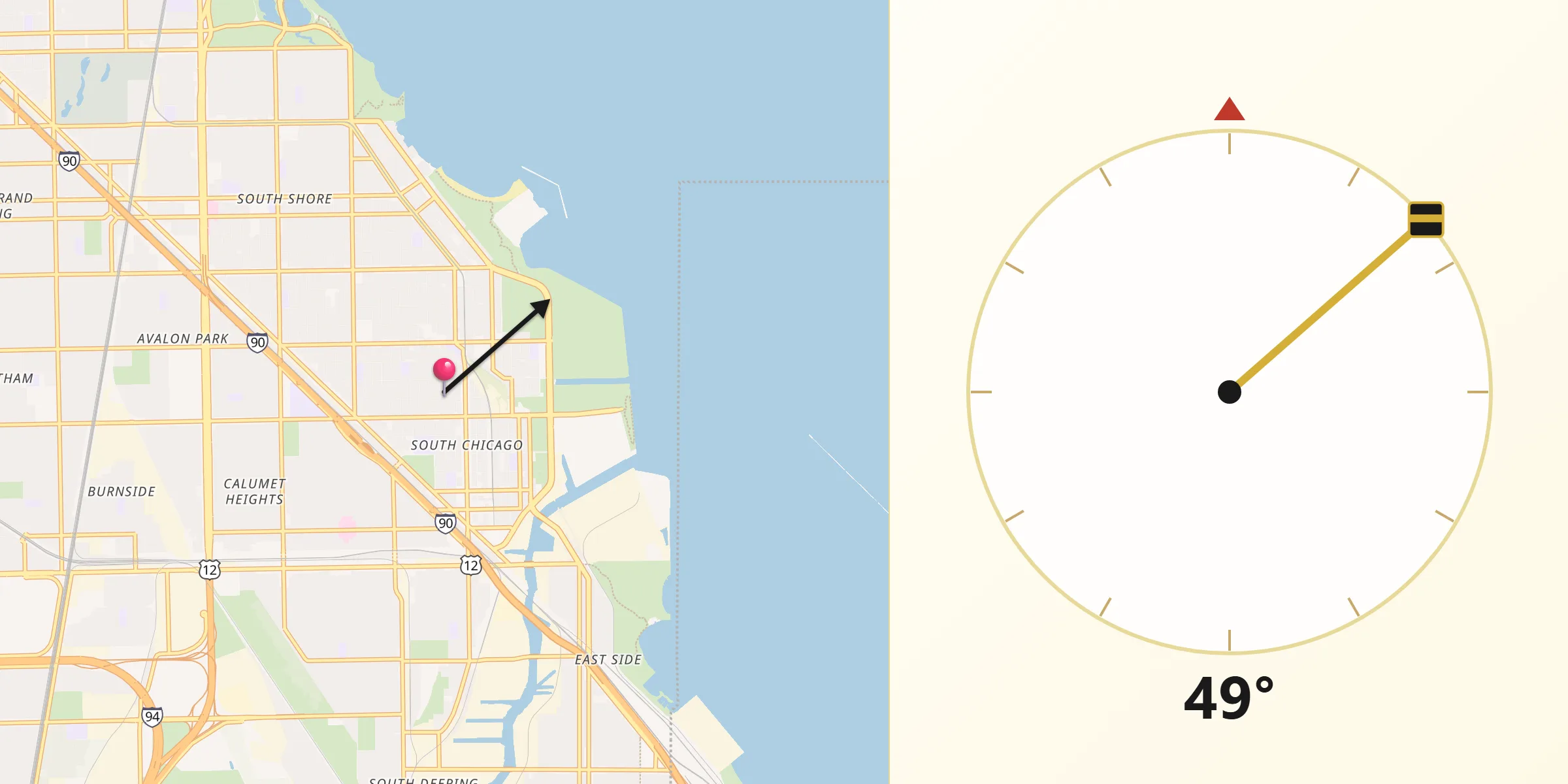 Qibla Direction from South Chicago
