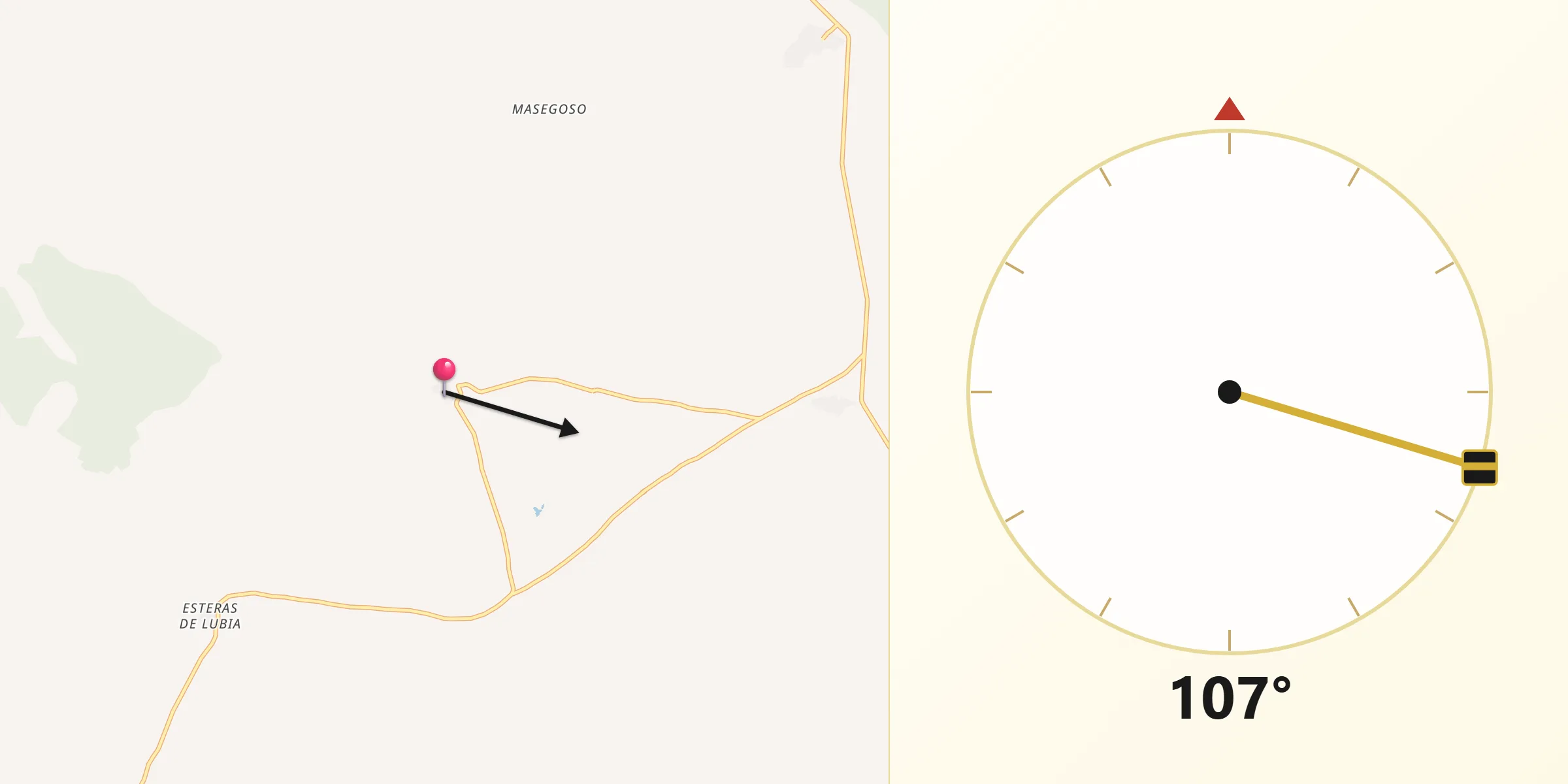Dirección de la Qibla desde Tajahuerce