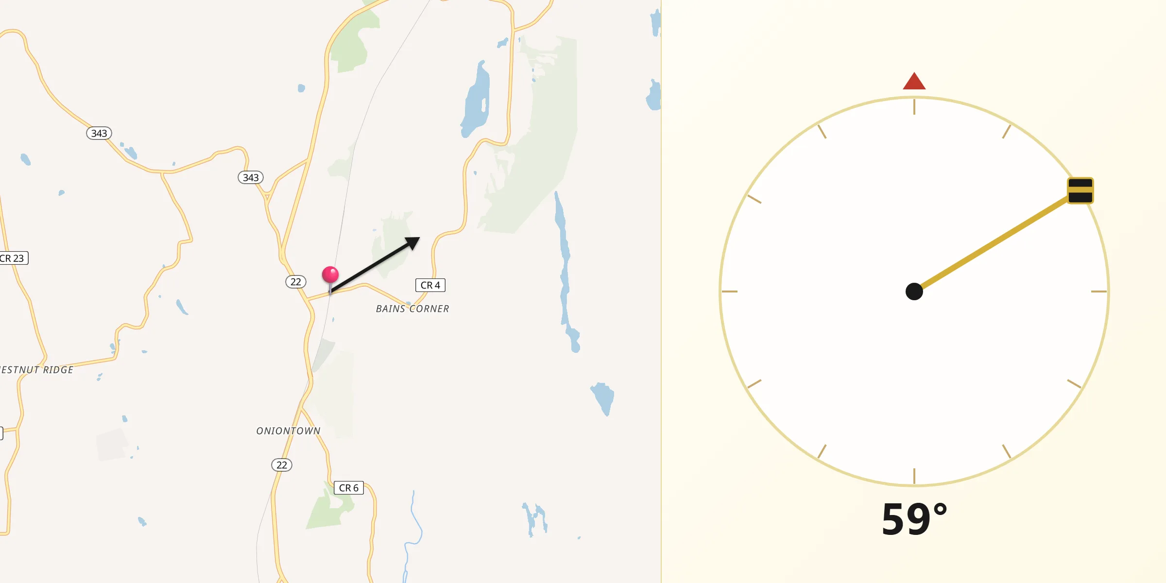 Qibla Direction from Dover Plains