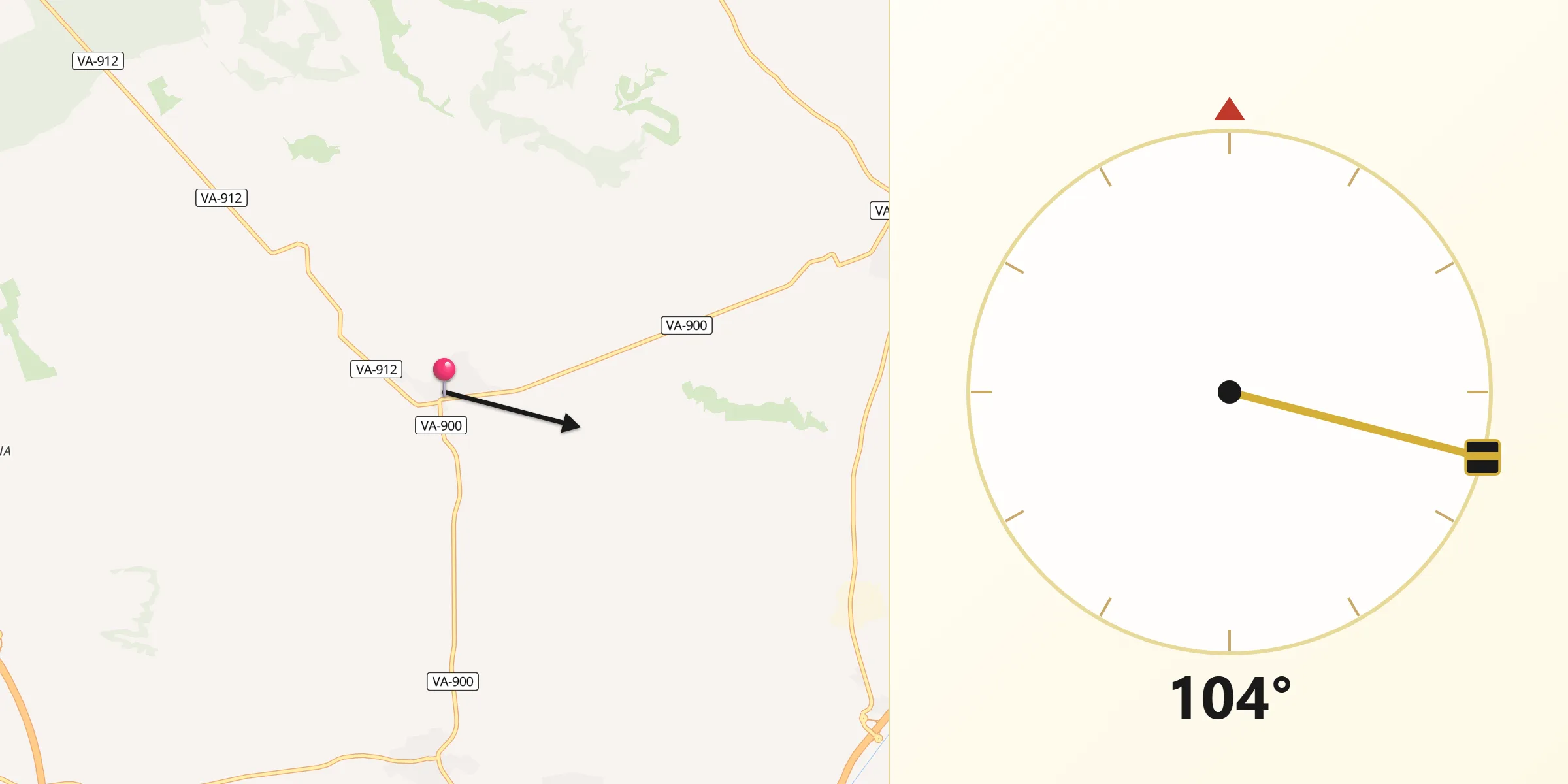 Dirección de la Qibla desde Mucientes