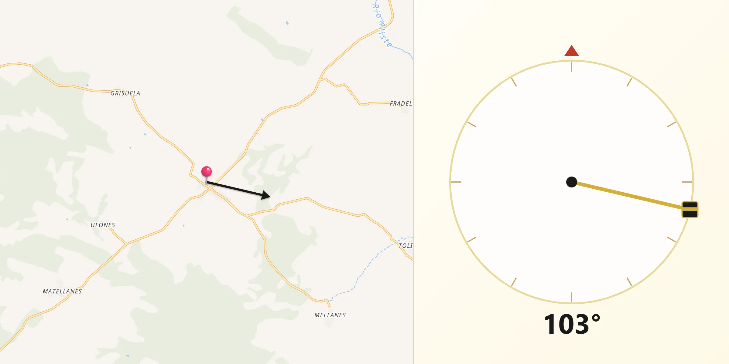 Dirección de la Qibla desde Rabanales