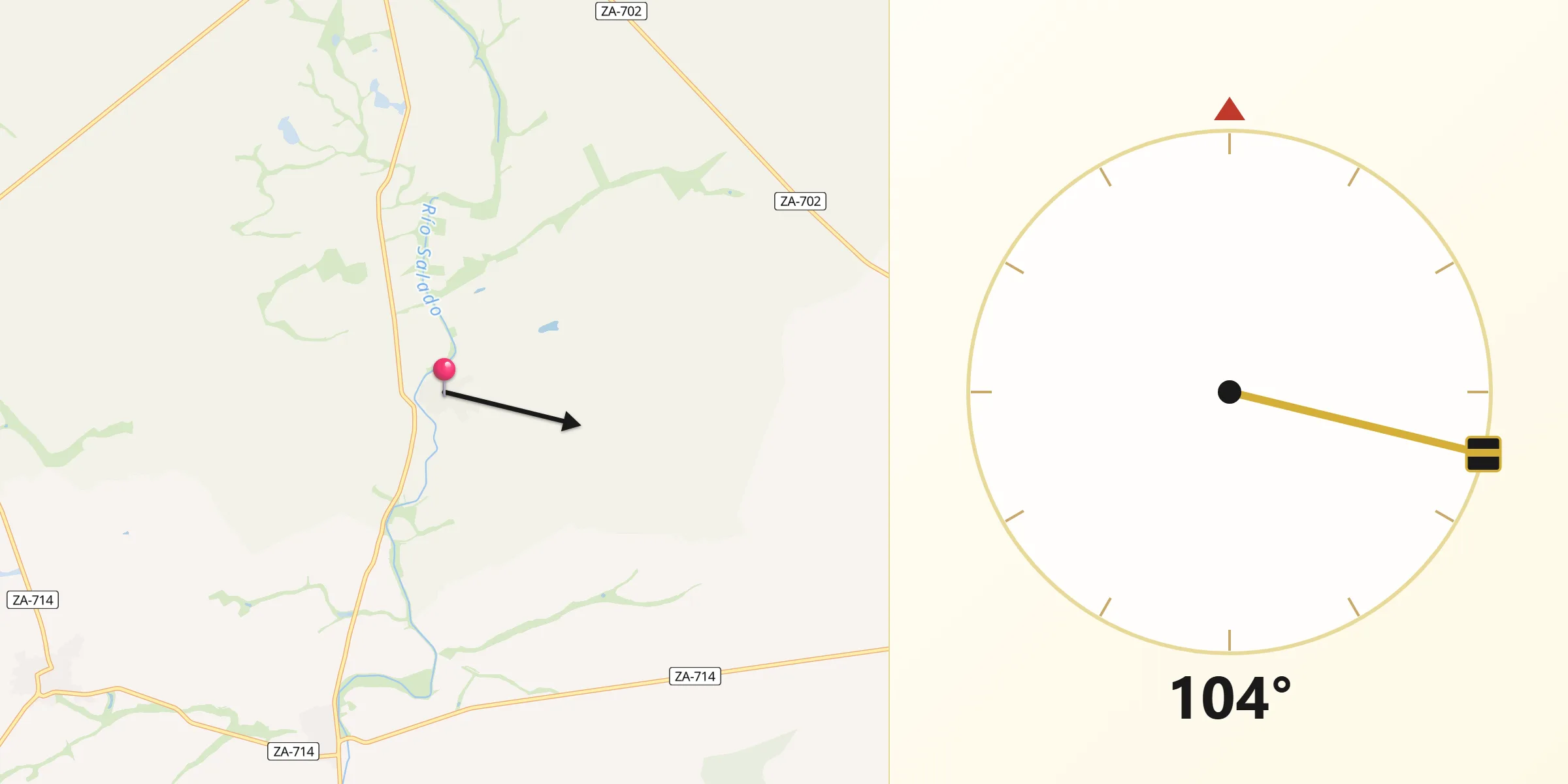 Dirección de la Qibla desde Villalba de la Lampreana