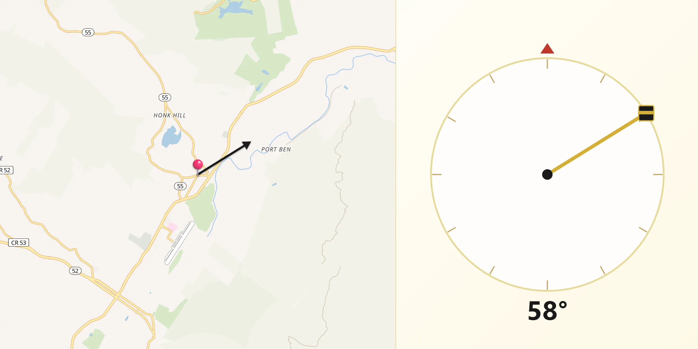 Qibla Direction from Napanoch