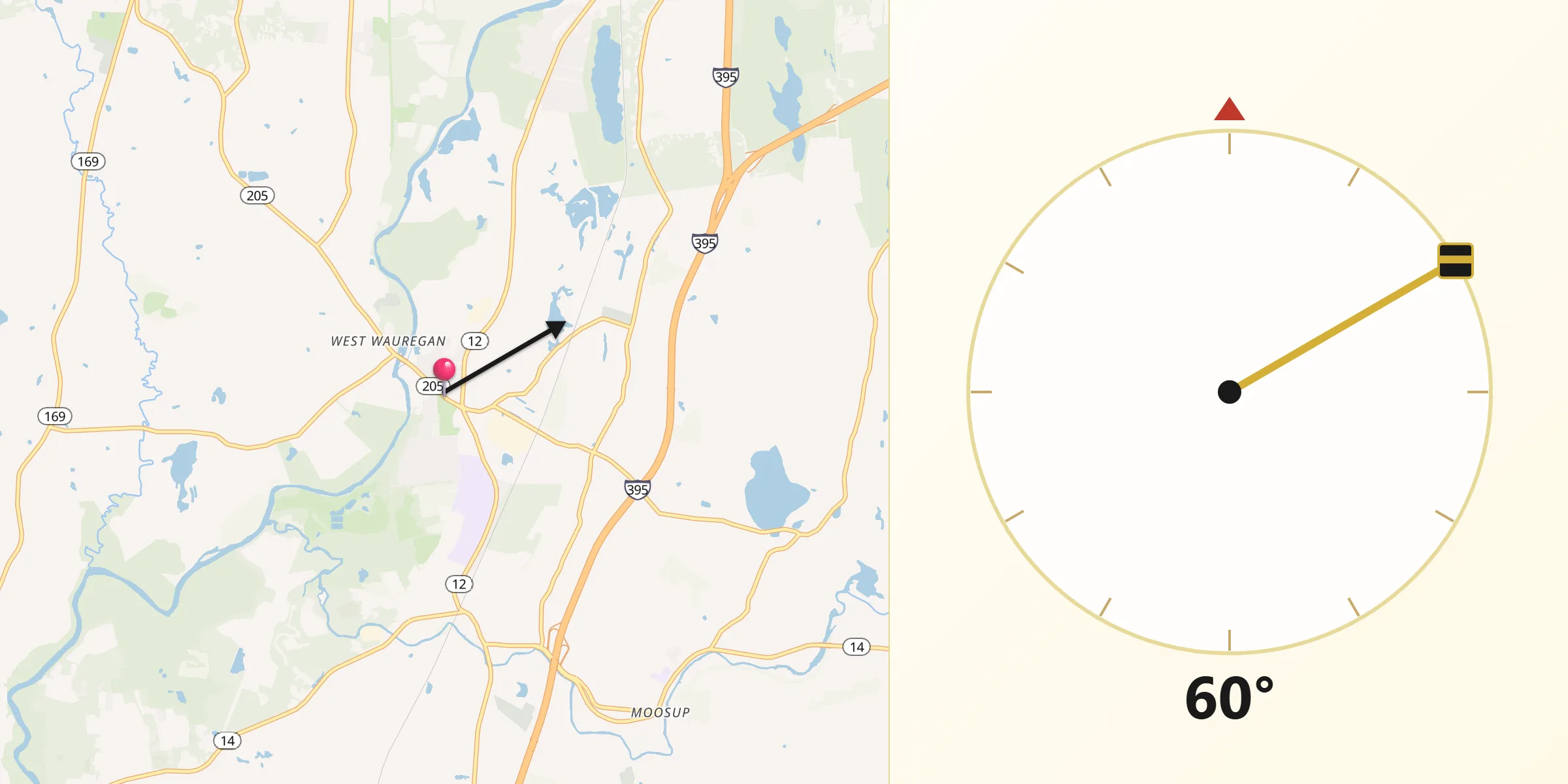 Qibla Direction from Wauregan
