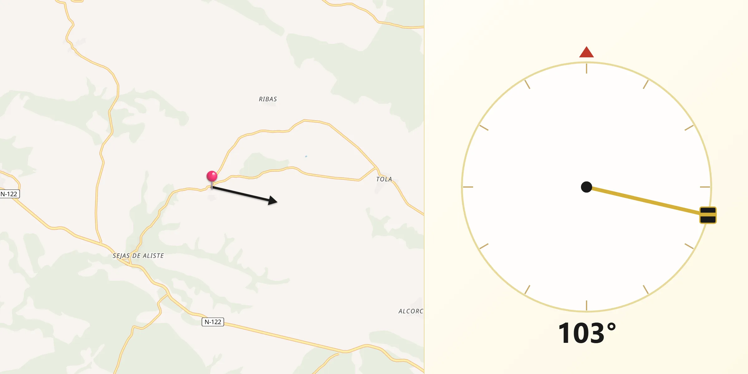 Dirección de la Qibla desde Rábano de Aliste
