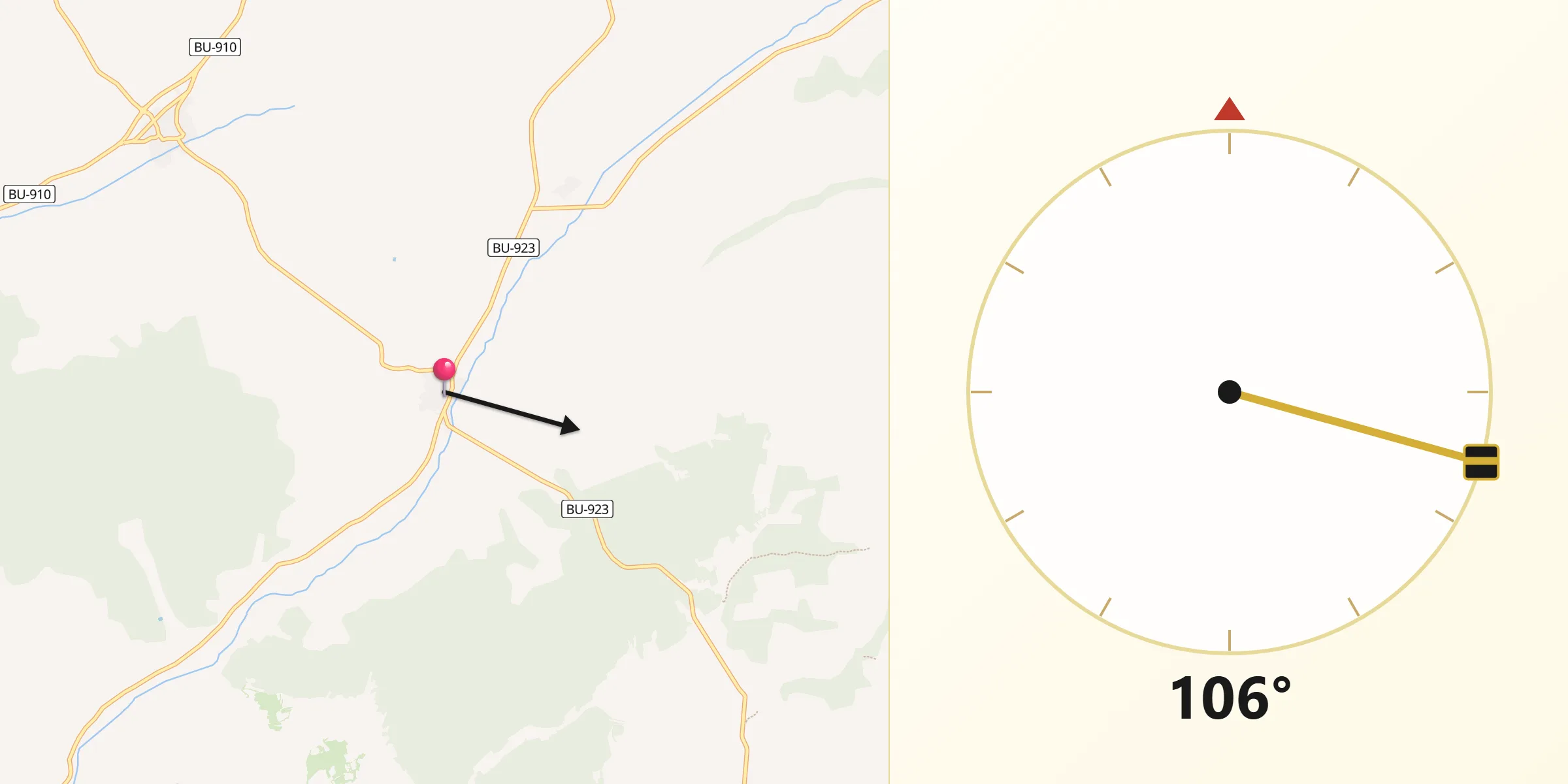 Dirección de la Qibla desde Hontoria de Valdearados