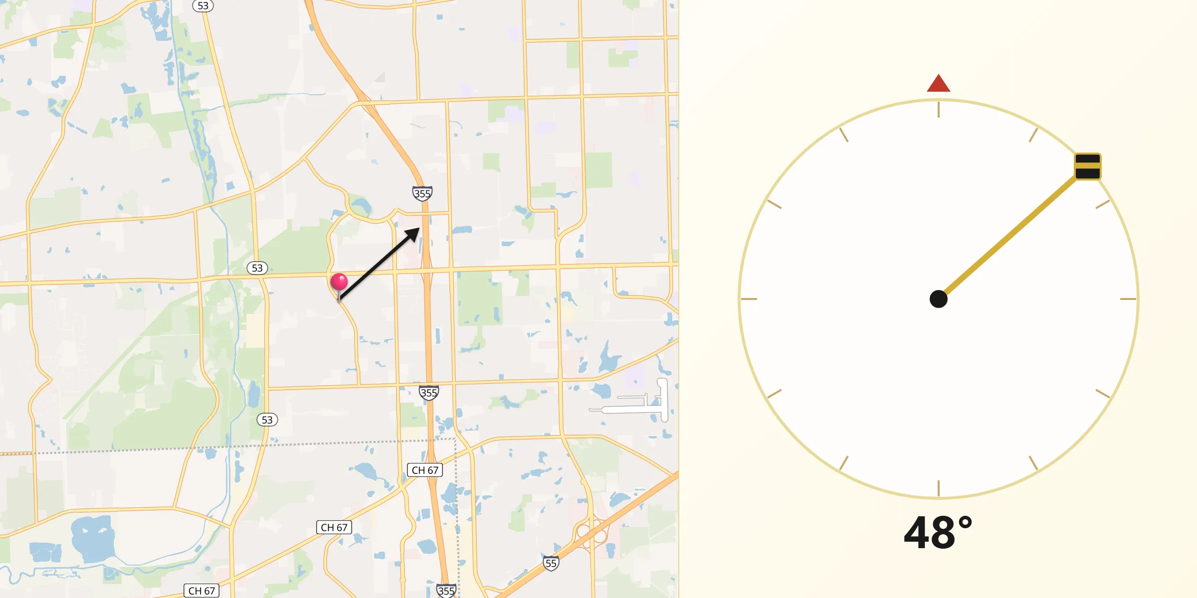 Qibla Direction from Woodridge