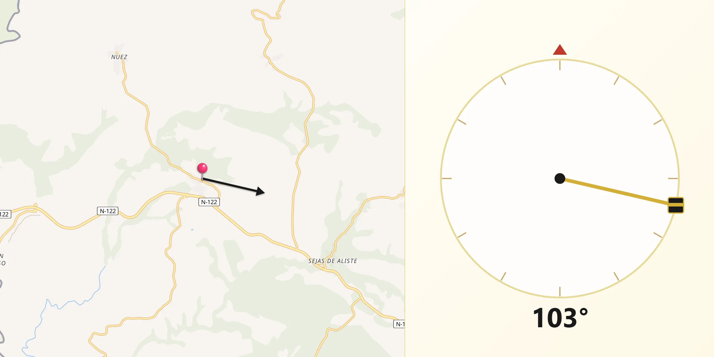 Dirección de la Qibla desde Trabazos