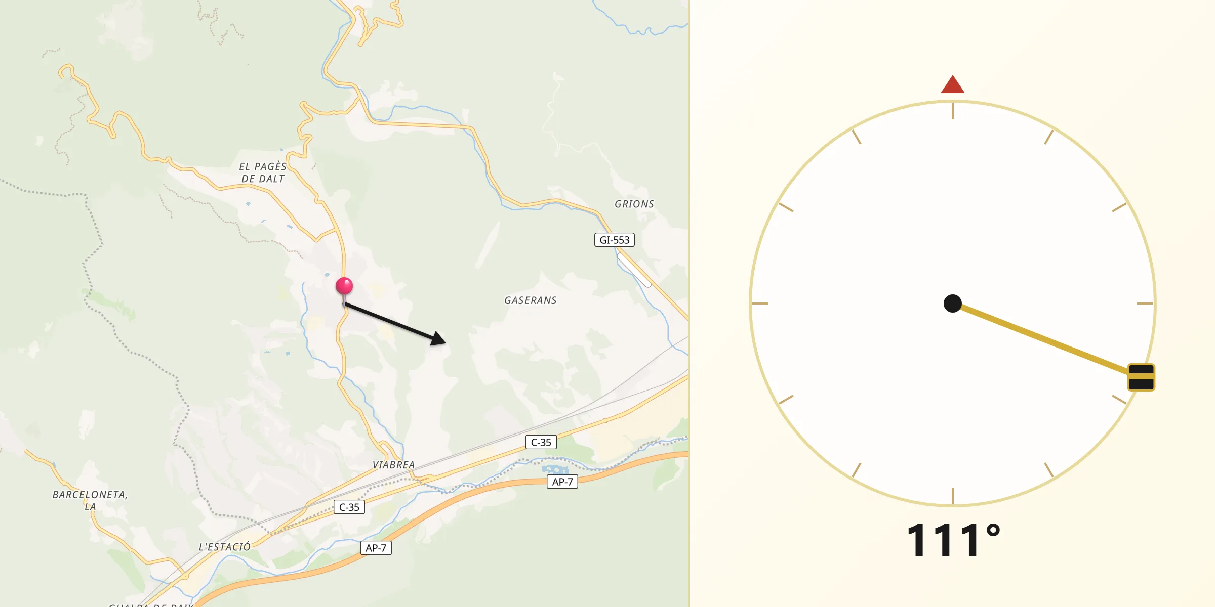 Dirección de la Qibla desde Breda