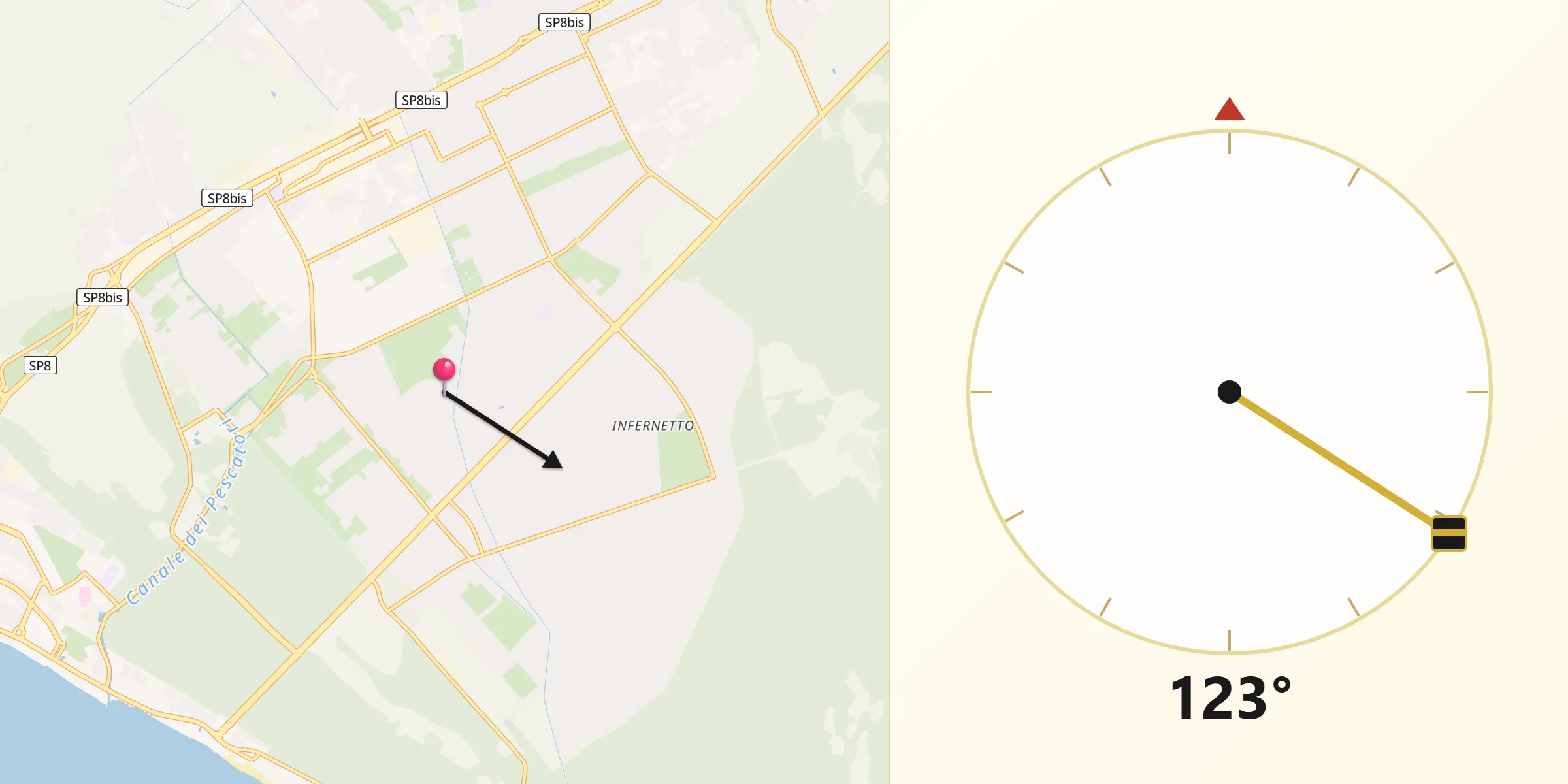 Direzione della Qibla da Casal Palocco