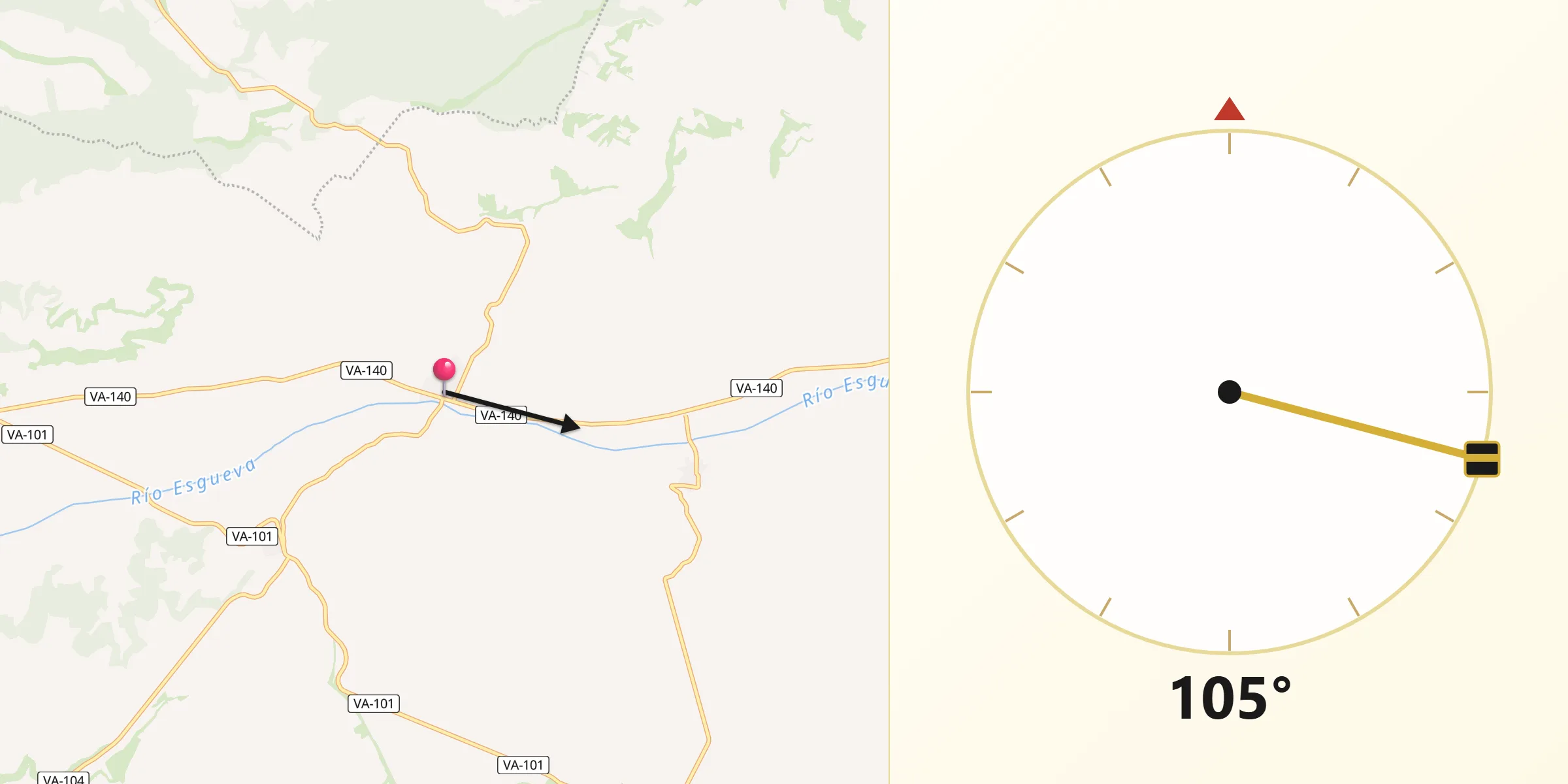 Dirección de la Qibla desde Amusquillo
