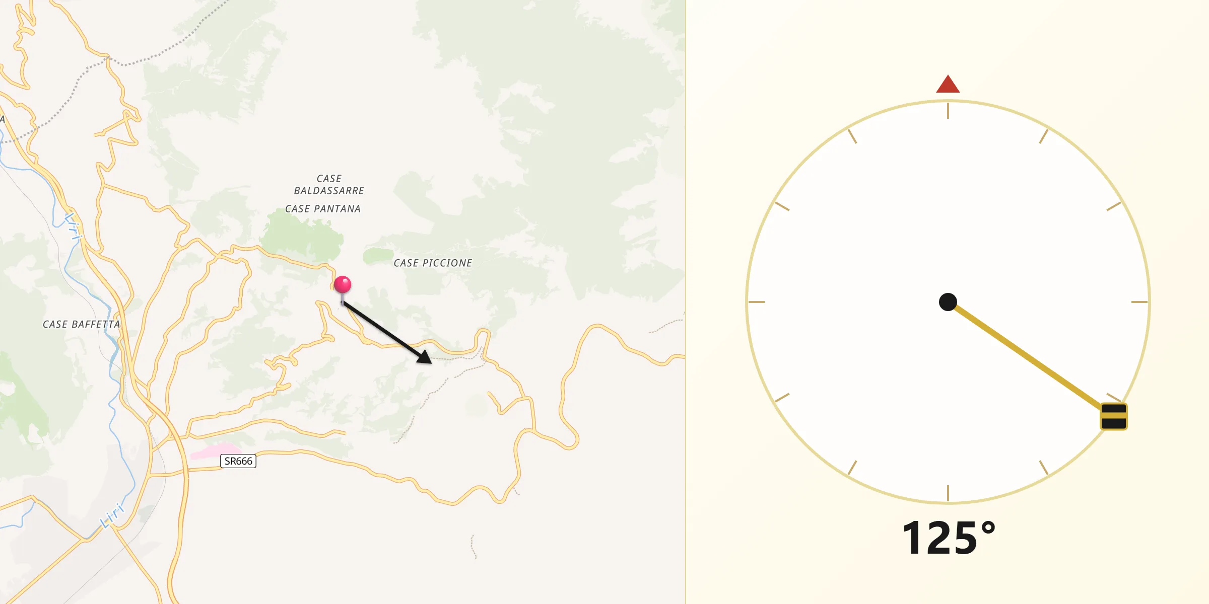 Direzione della Qibla da Pescosolido