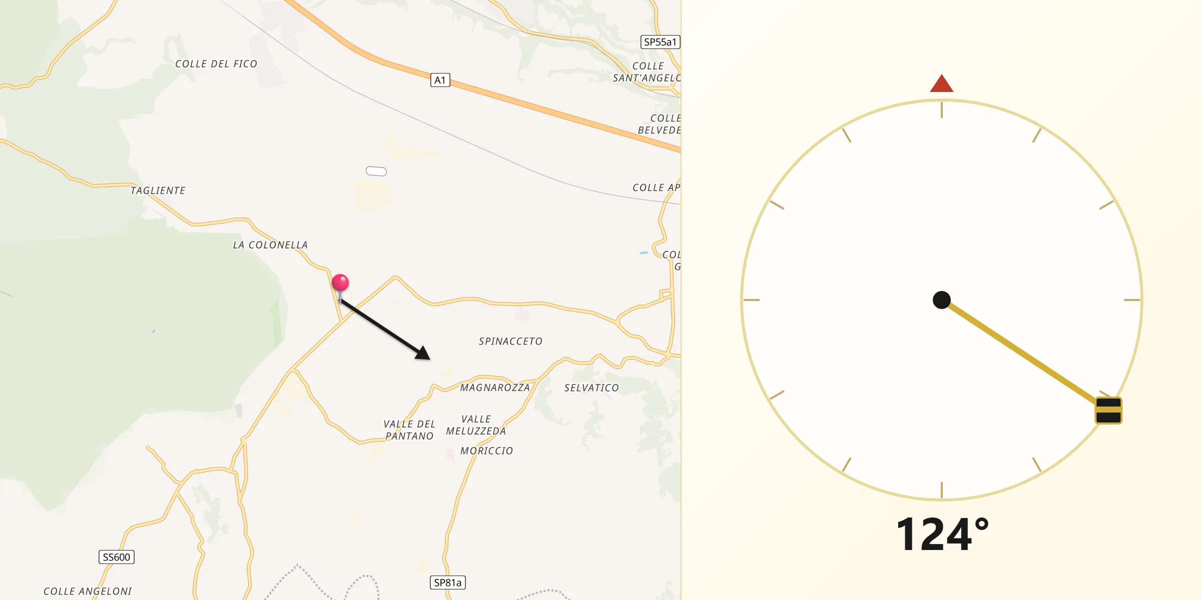 Direzione della Qibla da Macere