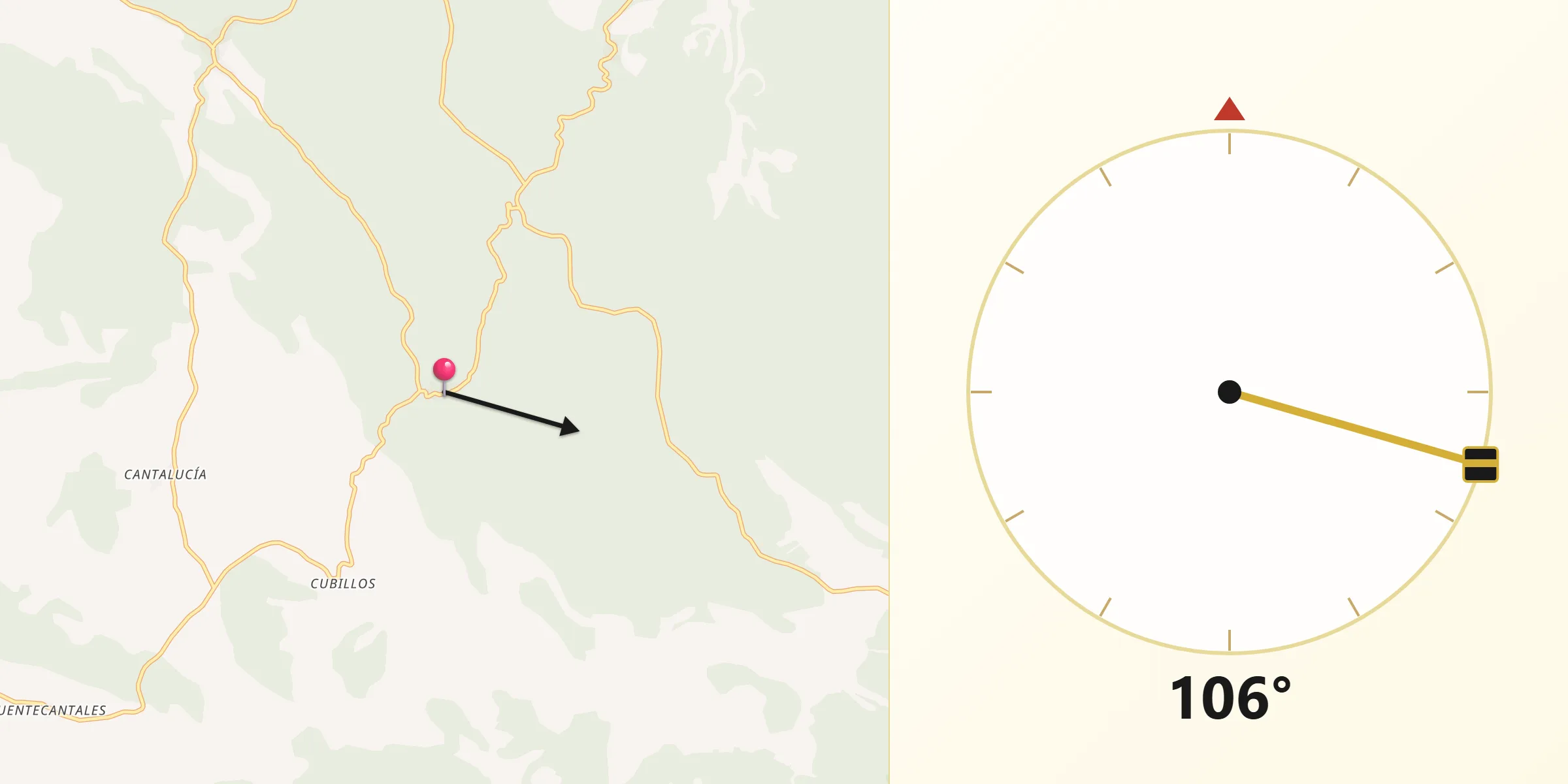 Dirección de la Qibla desde Cubilla