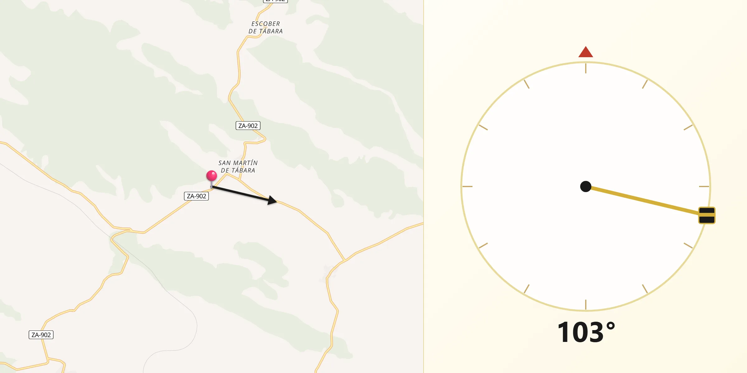 Dirección de la Qibla desde Provincia de Zamora
