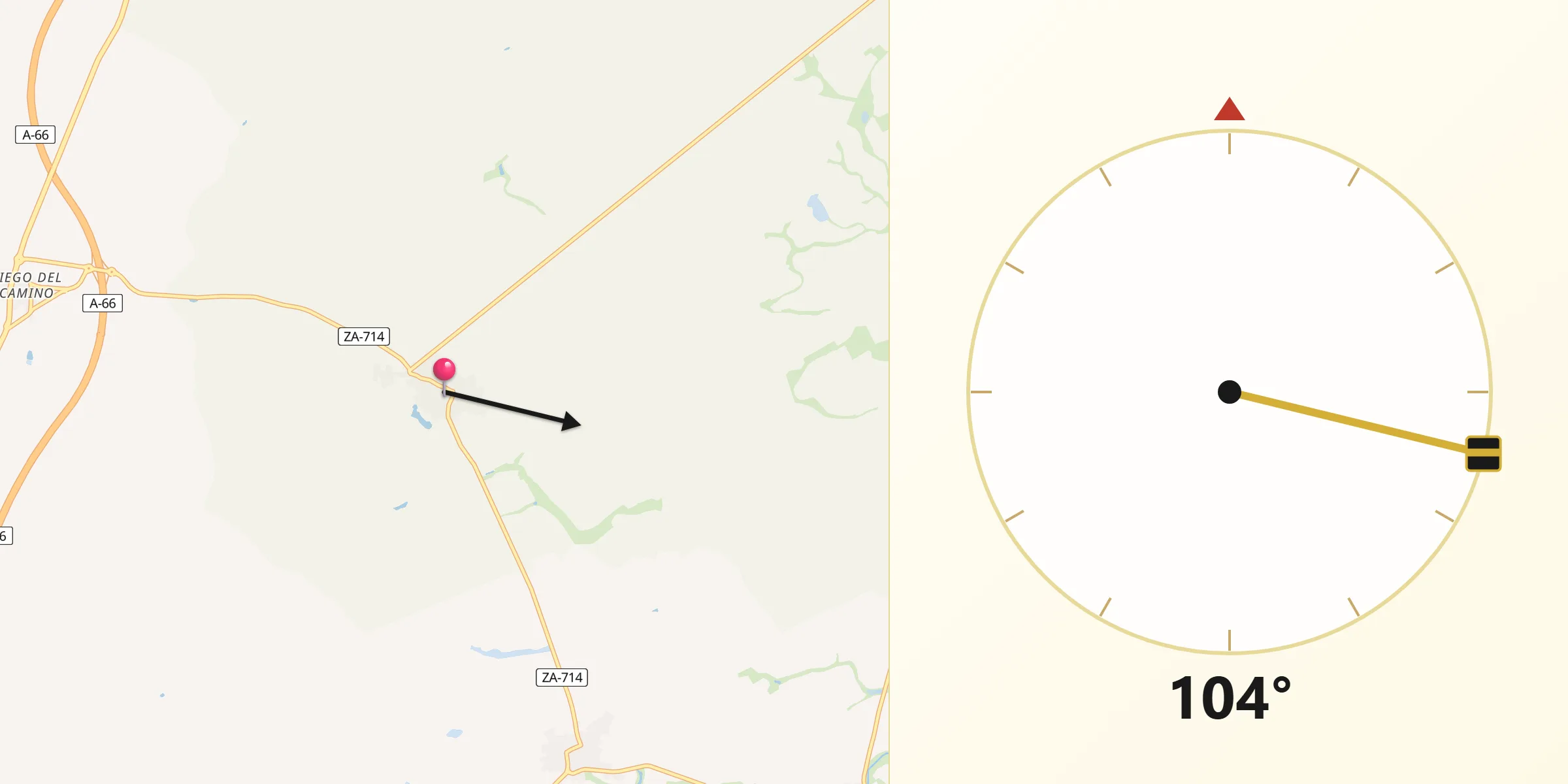 Dirección de la Qibla desde Manganeses de la Lampreana