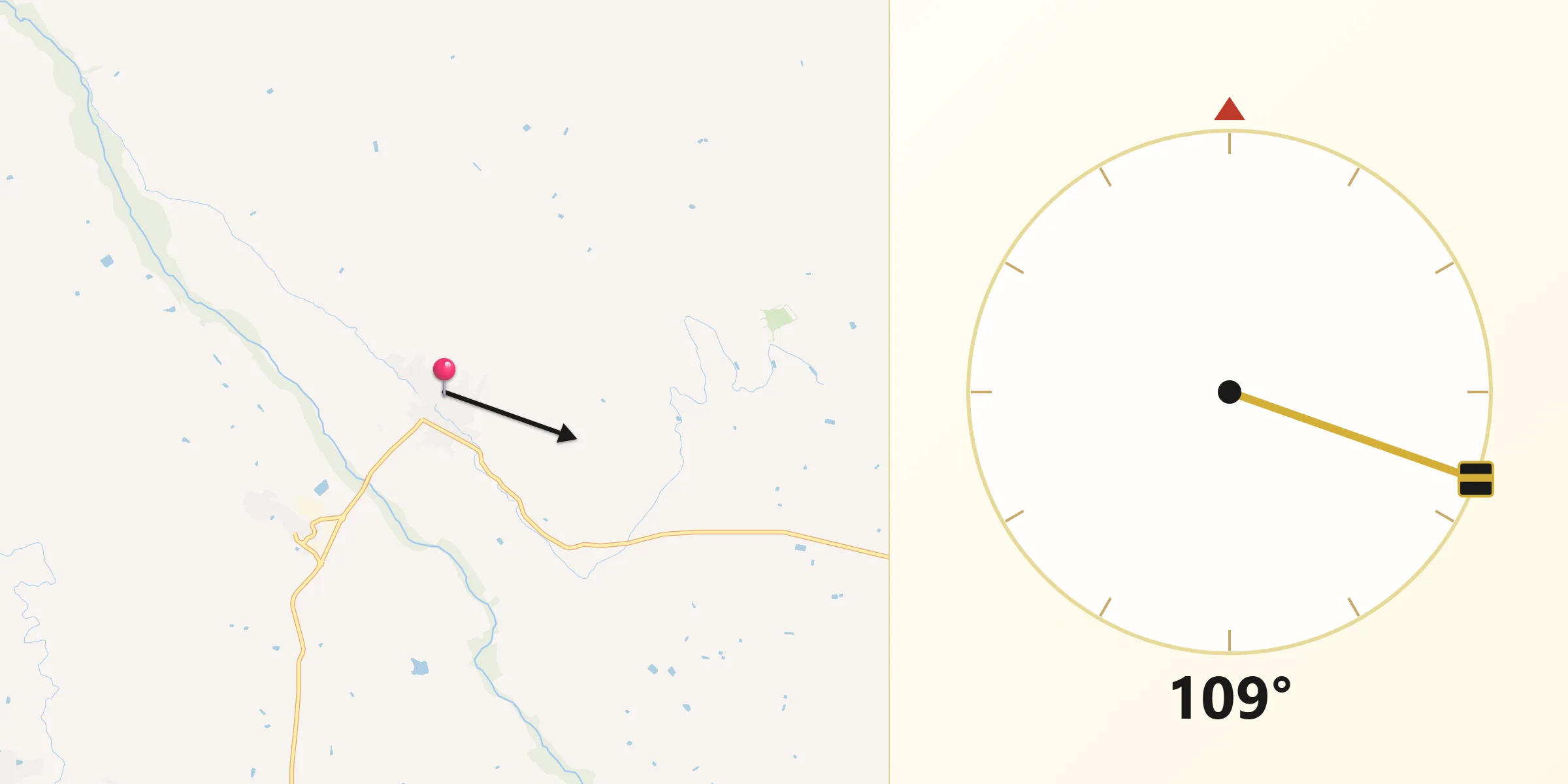 Dirección de la Qibla desde Albesa