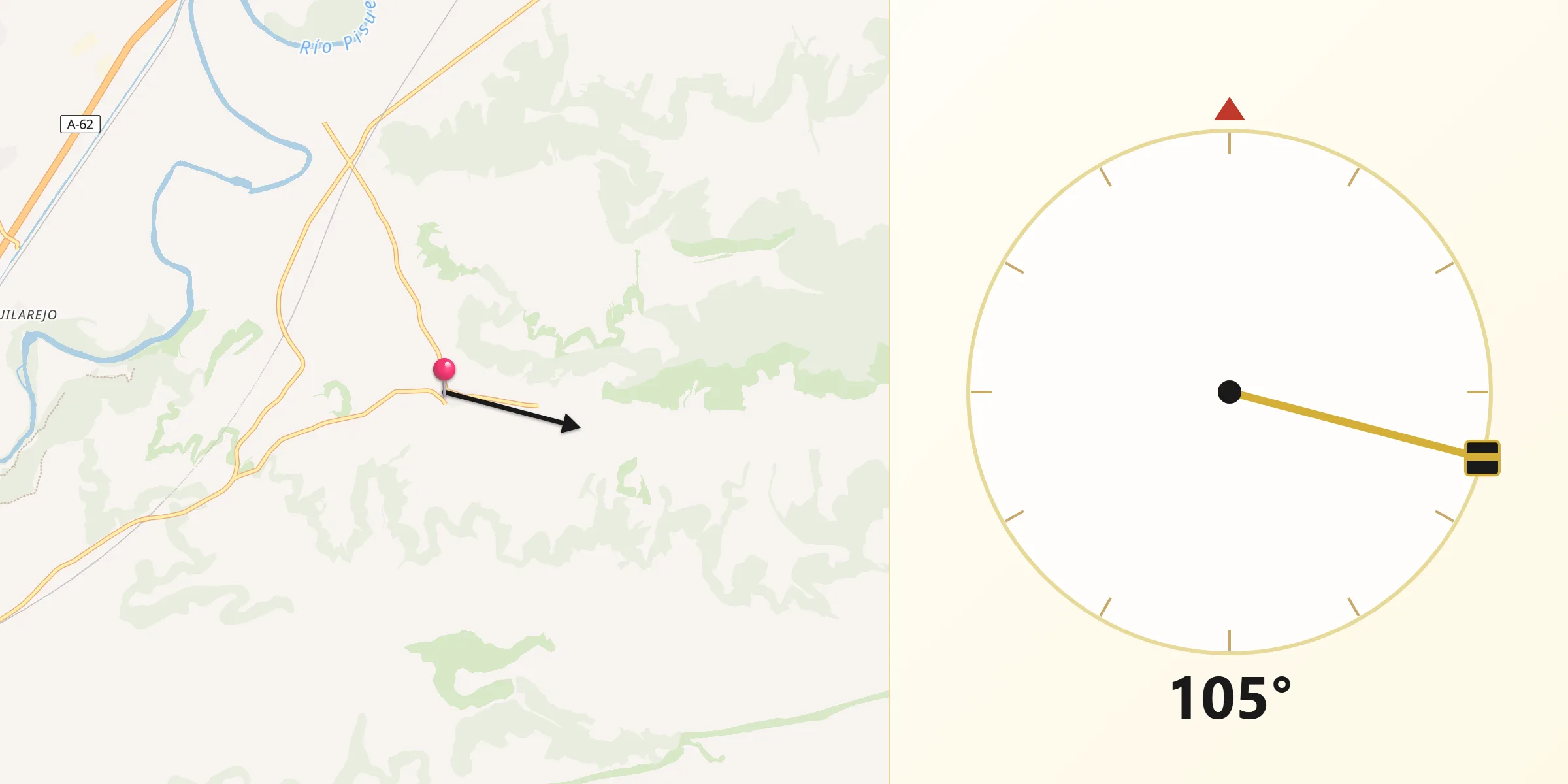 Dirección de la Qibla desde San Martín de Valvení
