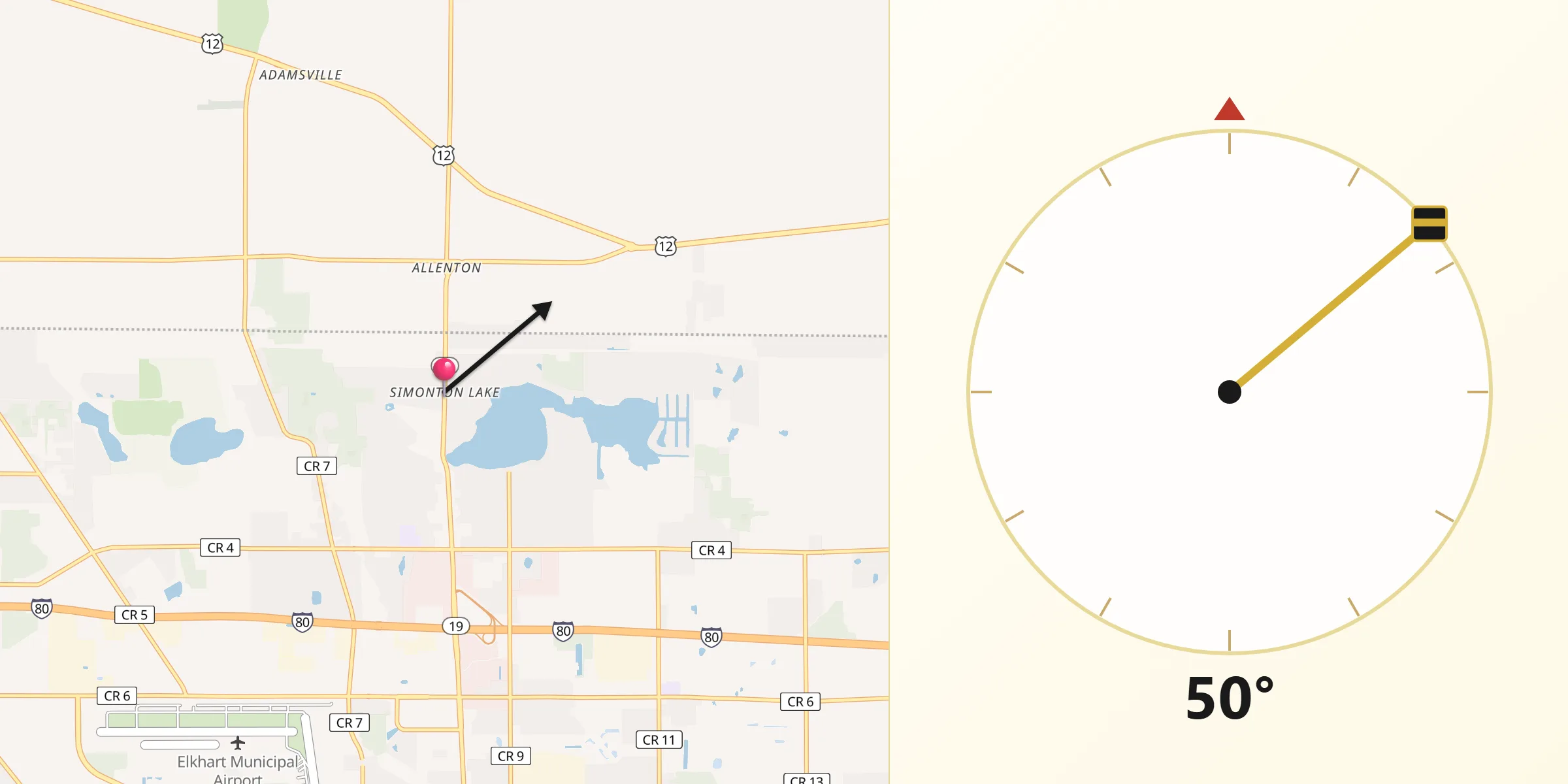 Qibla Direction from Simonton Lake
