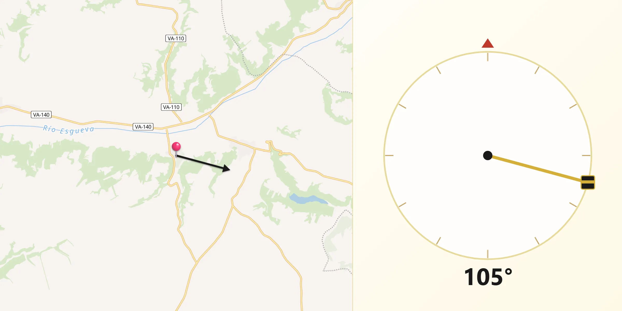 Dirección de la Qibla desde Canillas de Esgueva
