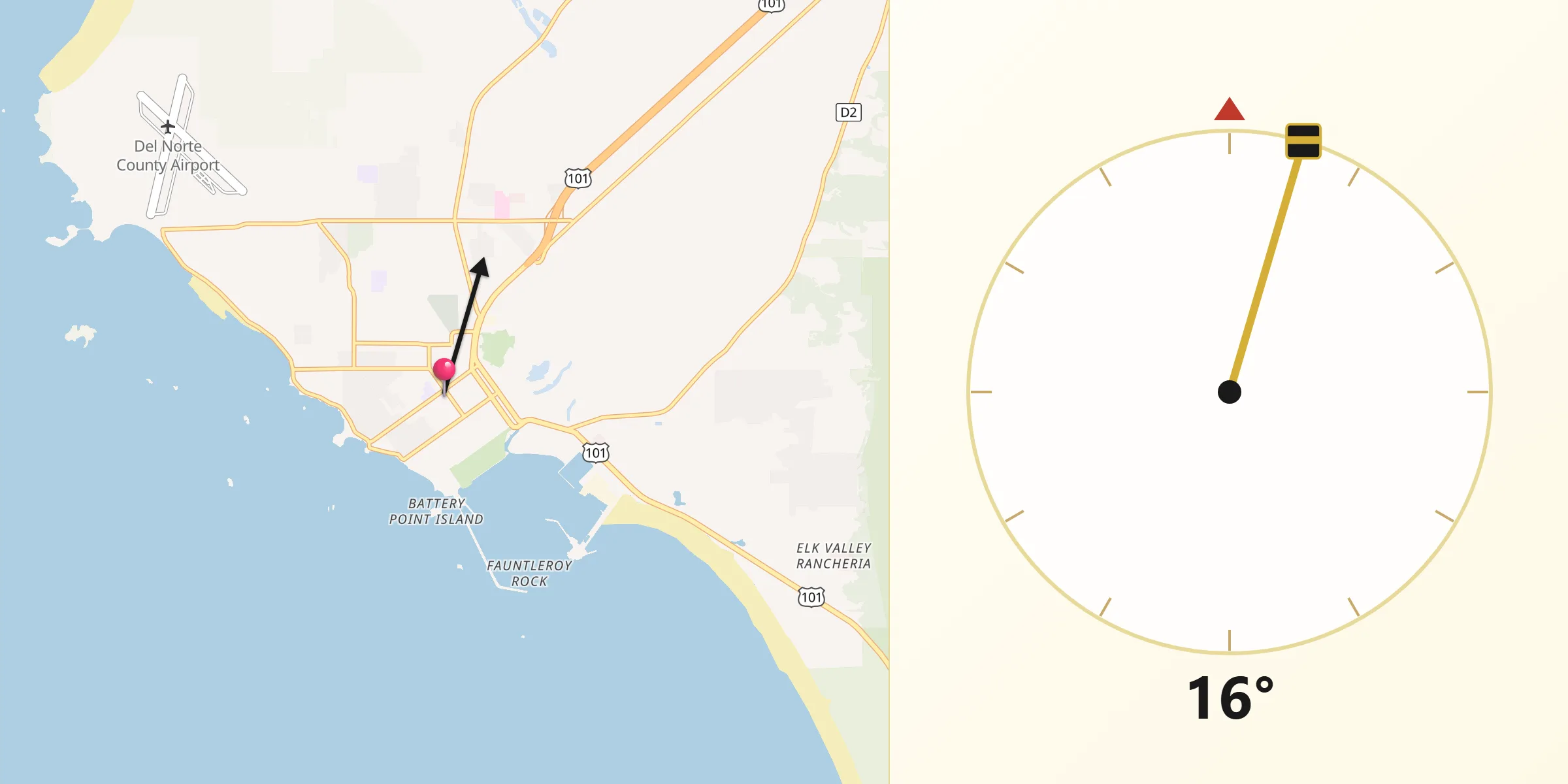 Qibla Direction from Crescent City