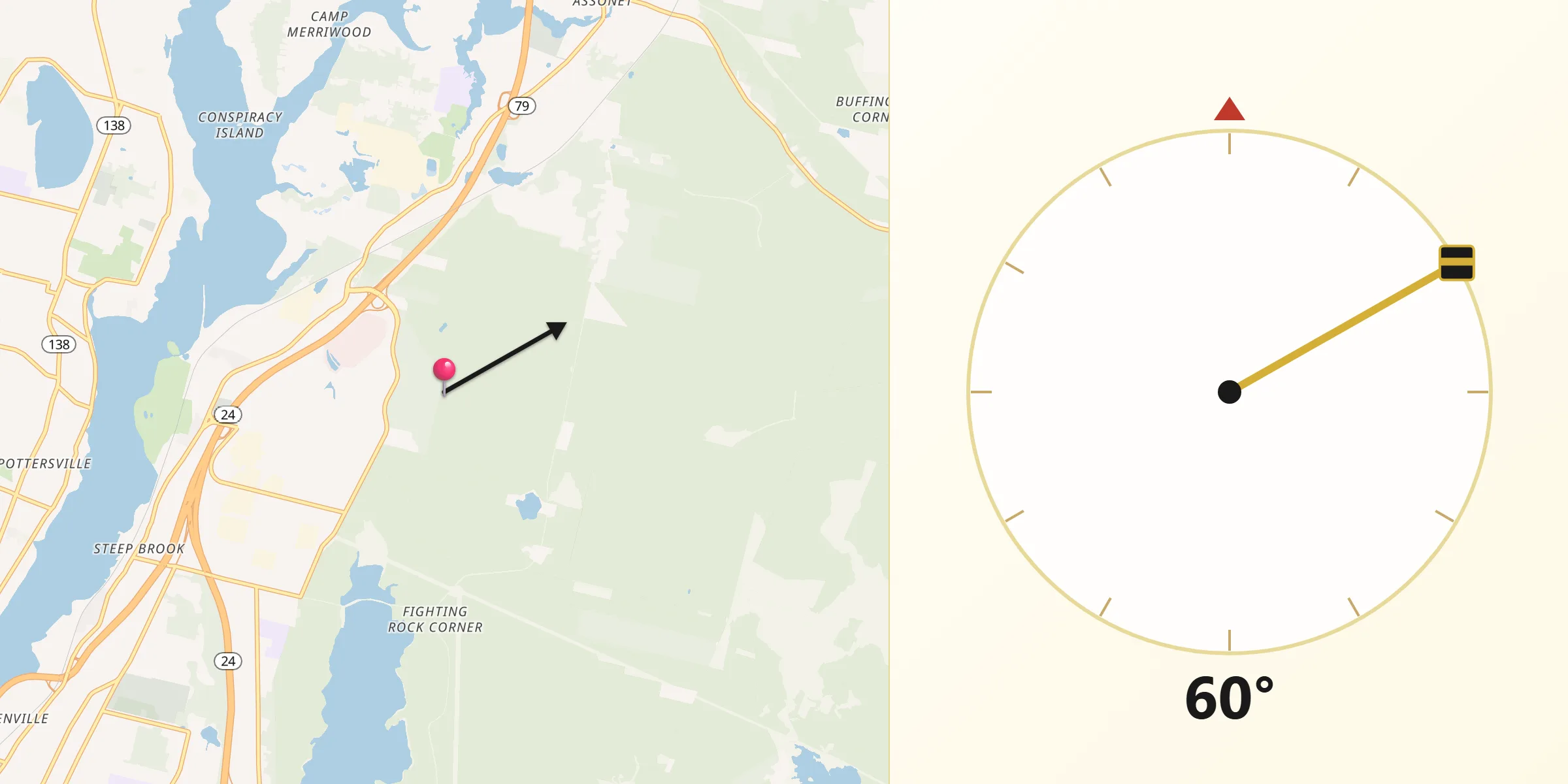 Qibla Direction from Bristol County