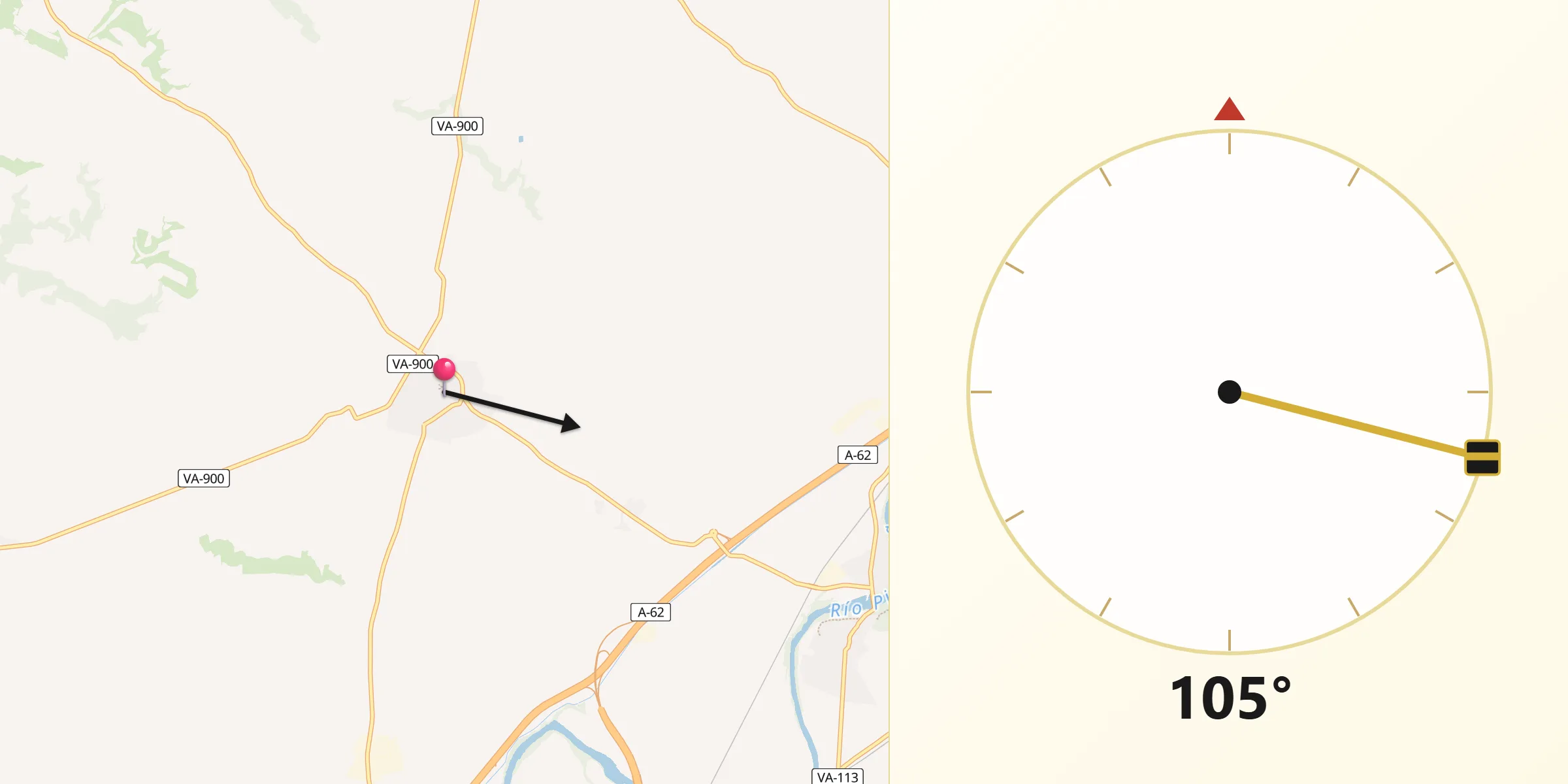 Dirección de la Qibla desde Cigales