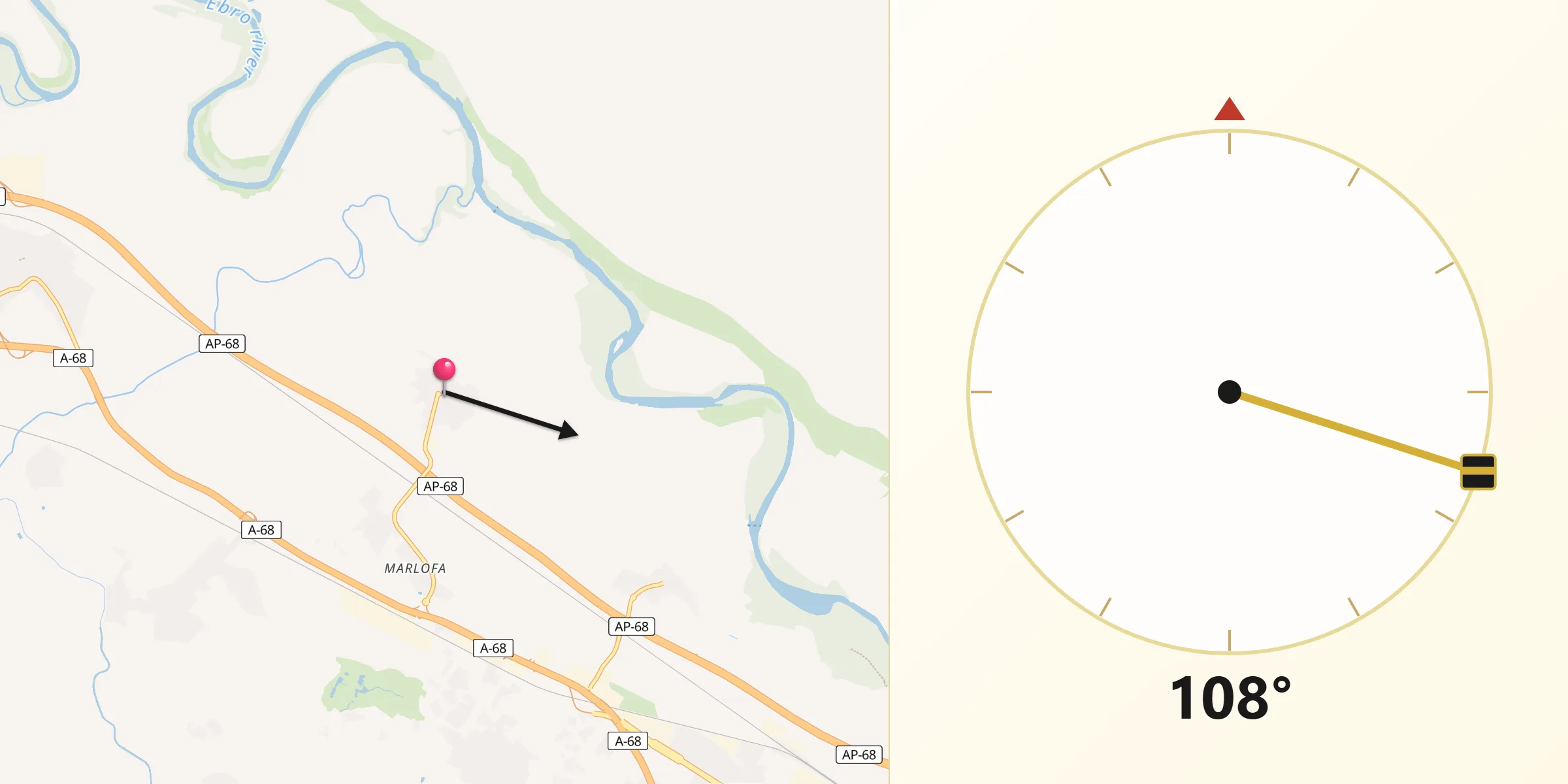 Dirección de la Qibla desde Torres de Berrellén