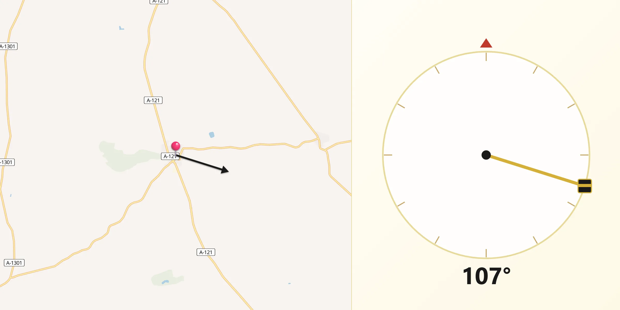 Dirección de la Qibla desde Fuendejalón