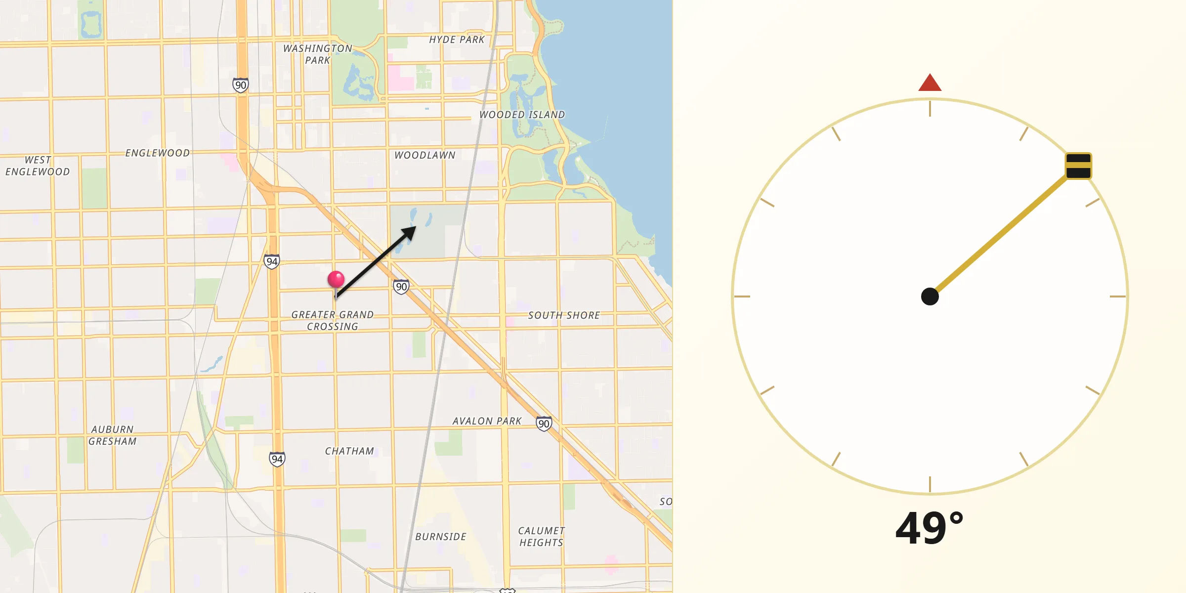Qibla Direction from Greater Grand Crossing
