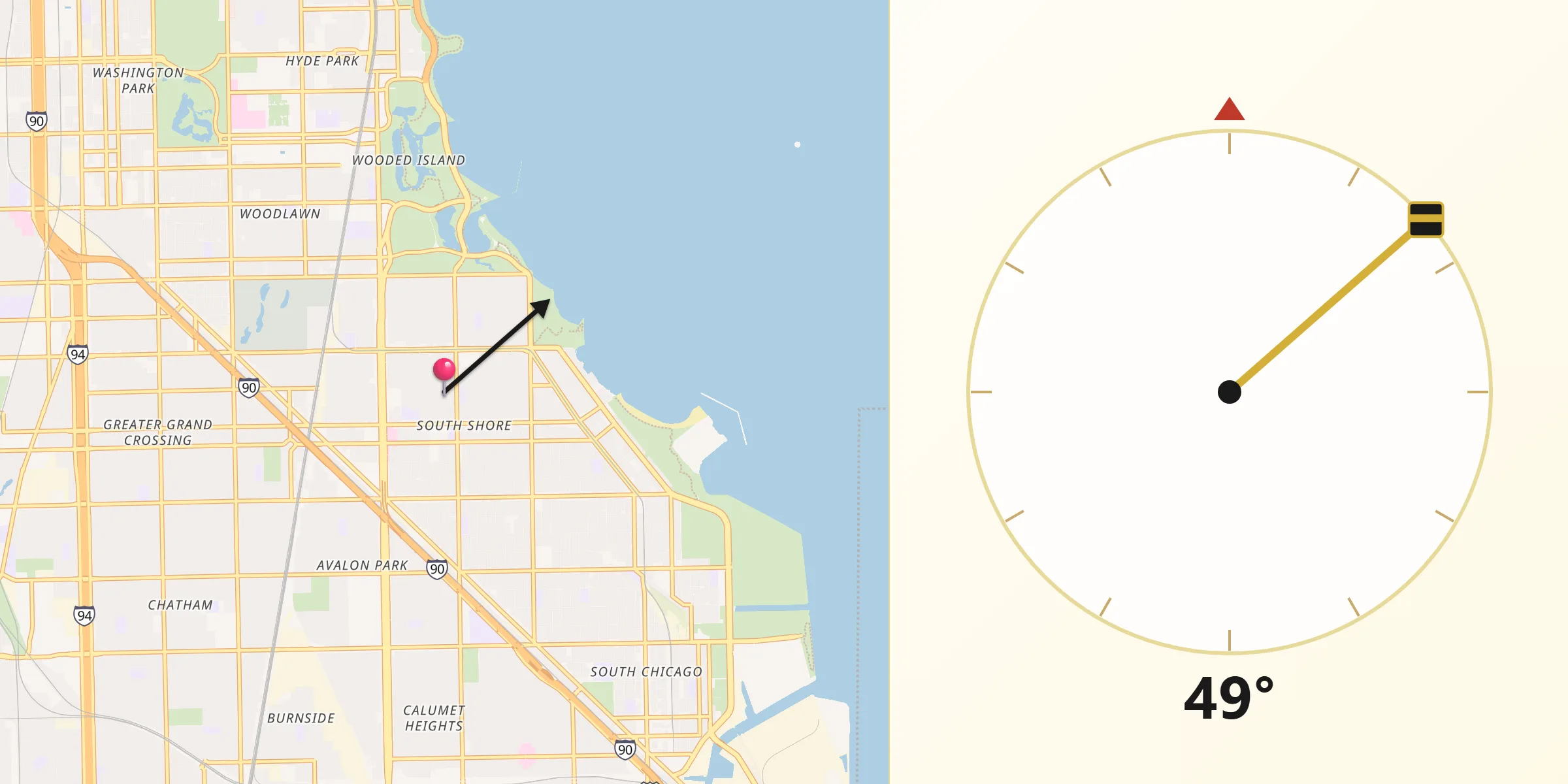 Qibla Direction from South Shore
