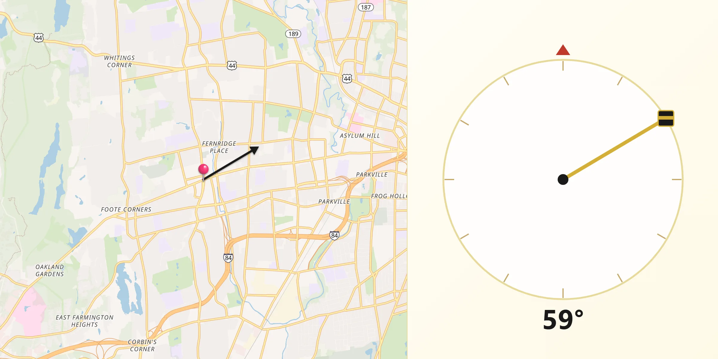 Qibla Direction from West Hartford
