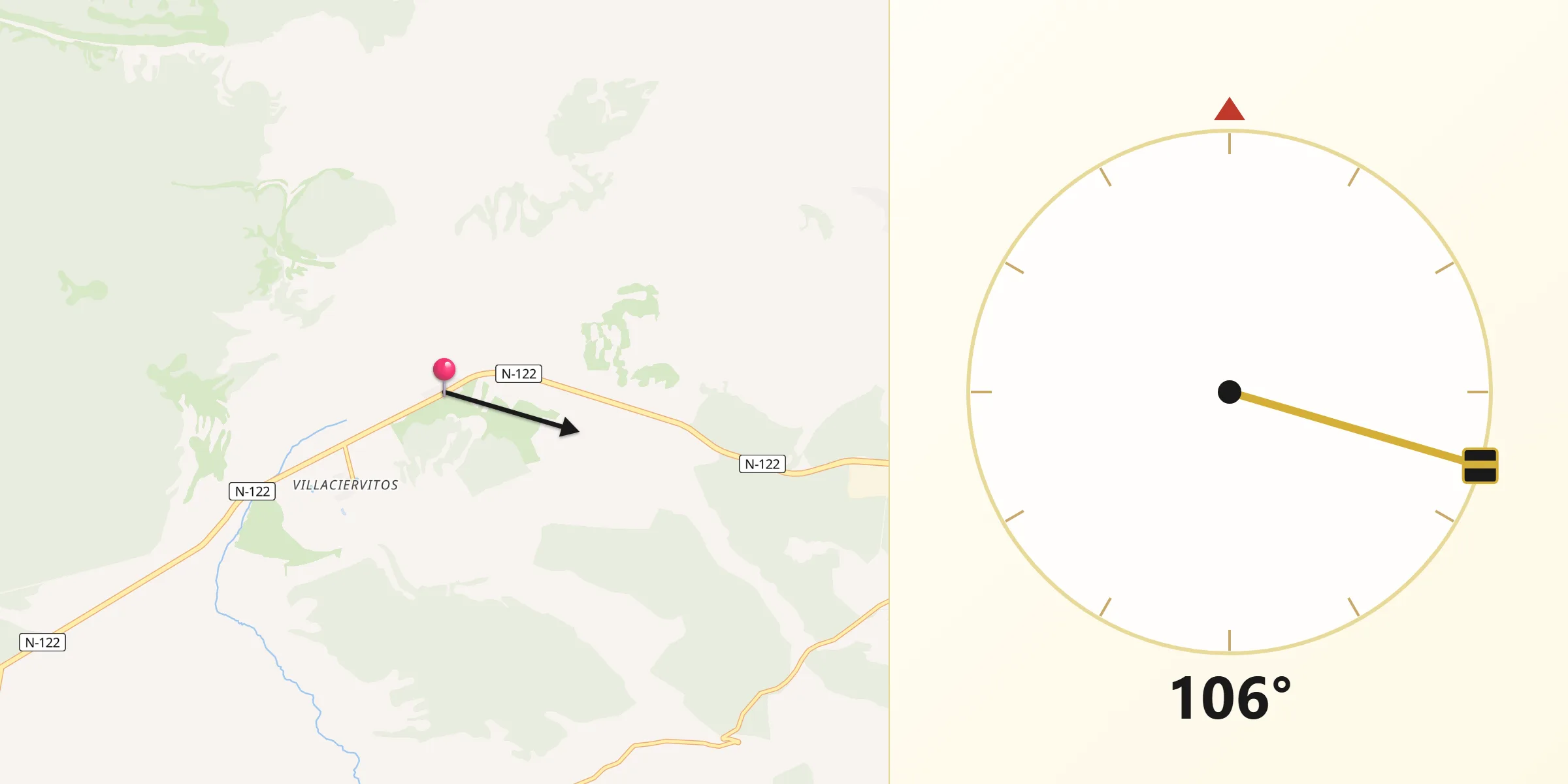 Dirección de la Qibla desde Villaciervos